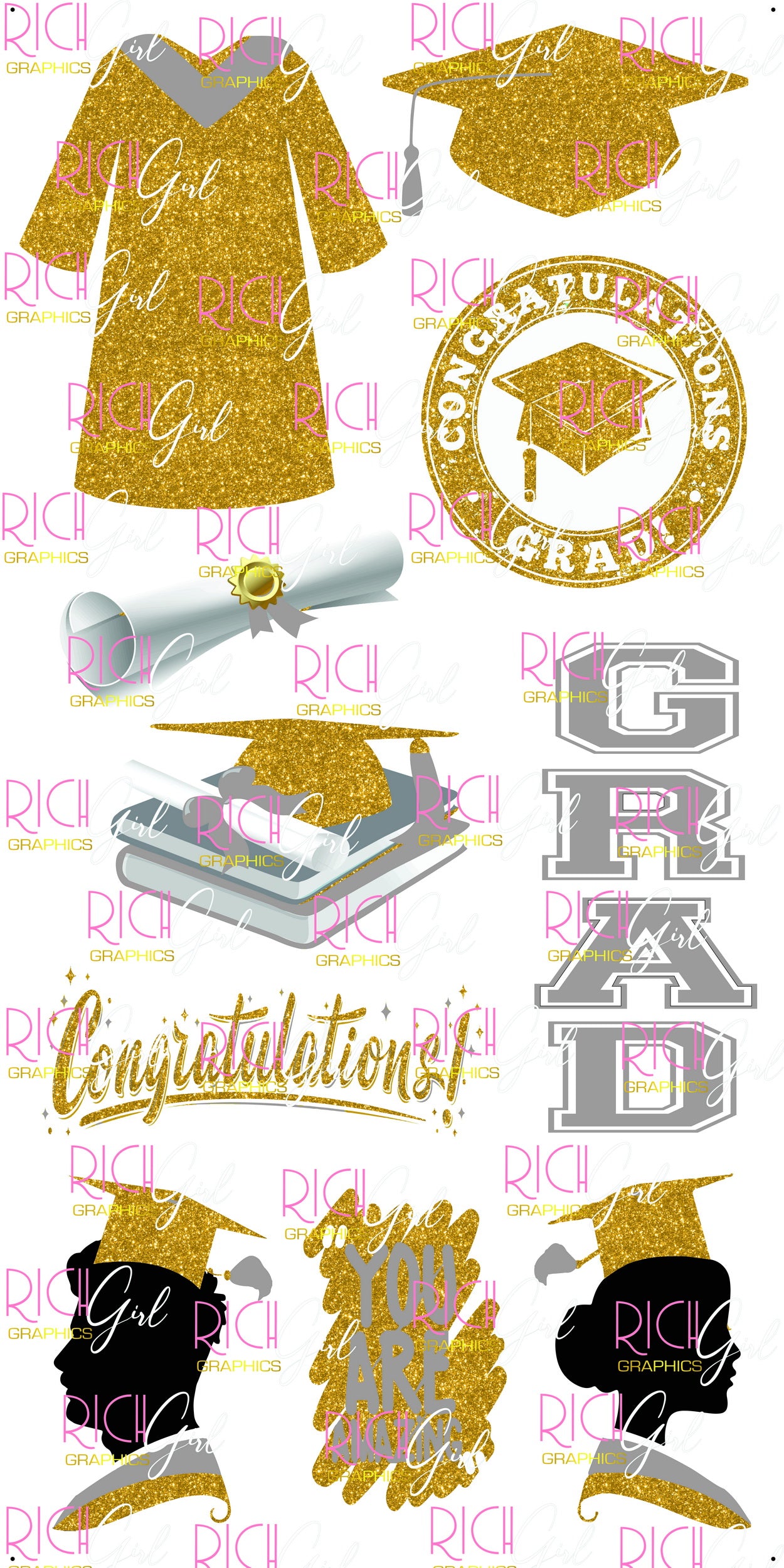 Graduation Flair GOLD Yard Card (Available in Glitter & Plain)