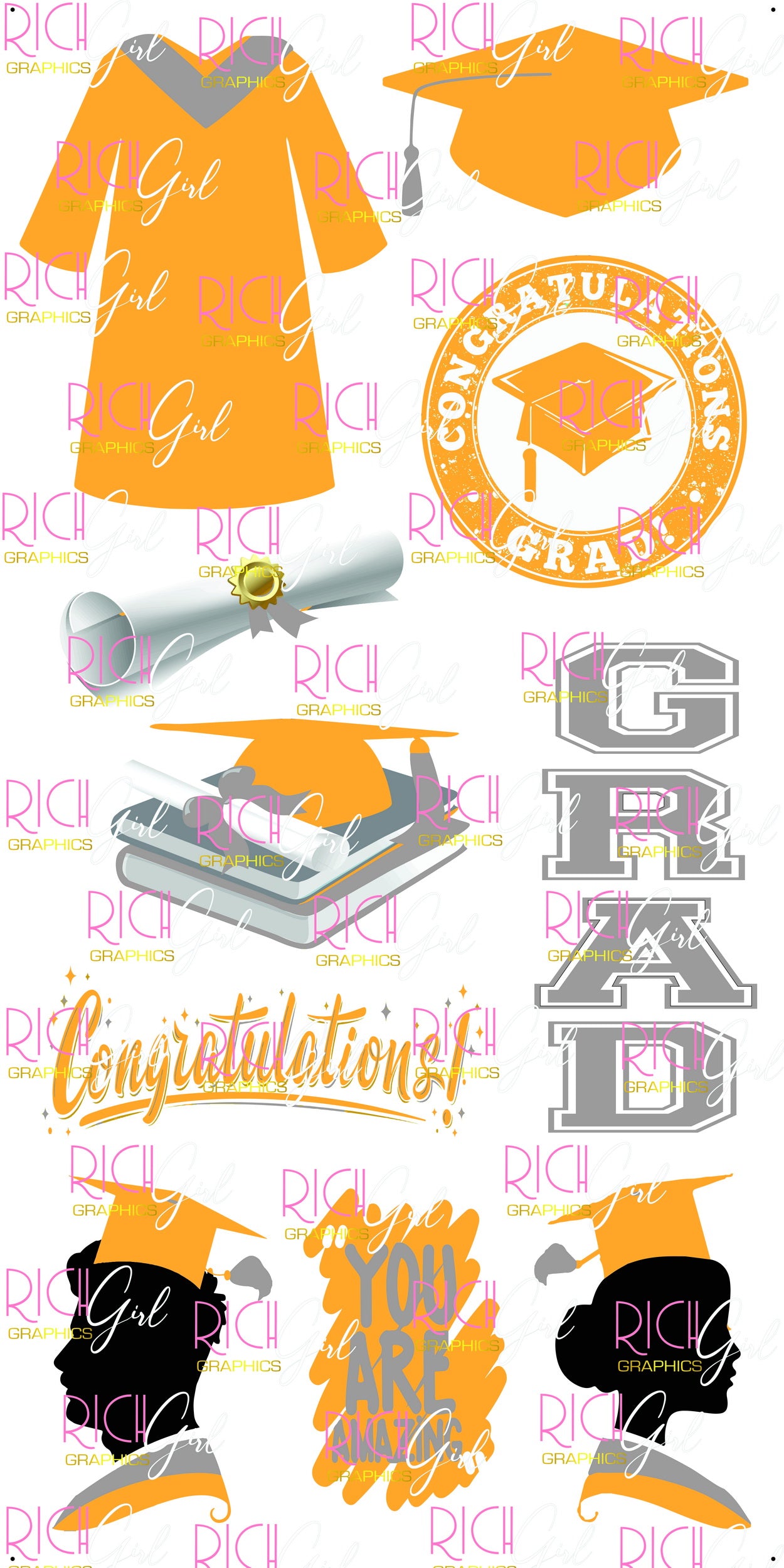 Graduation Flair GOLD Yard Card (Available in Glitter & Plain)