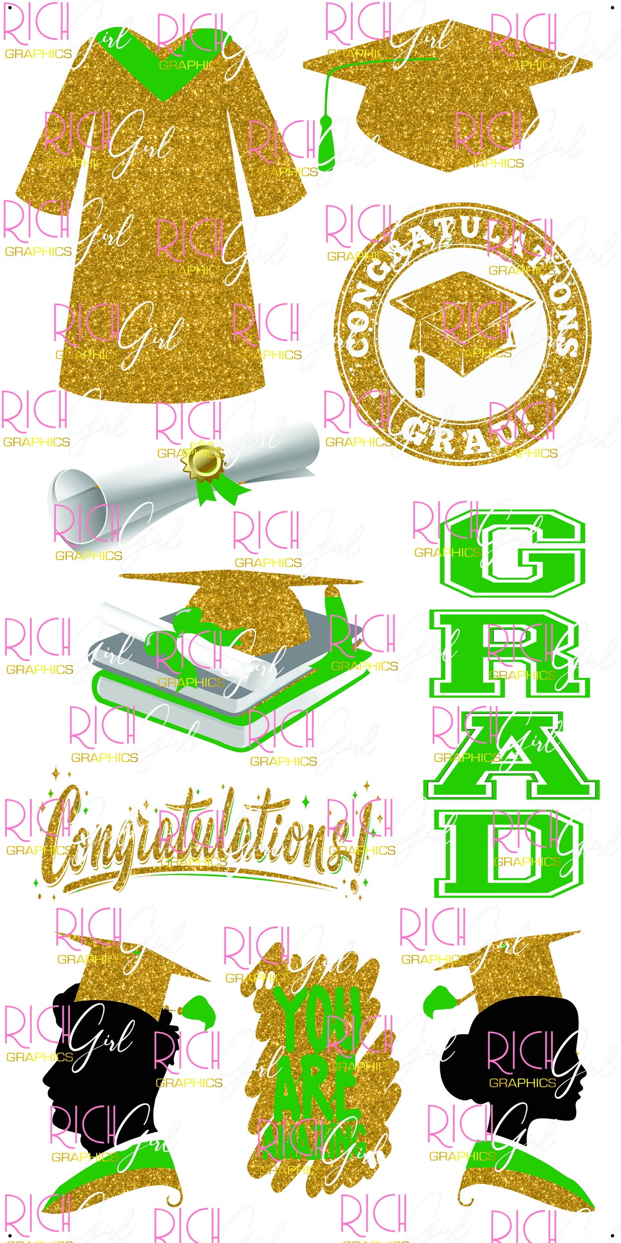 Graduation Flair GOLD Yard Card (Available in Glitter & Plain)