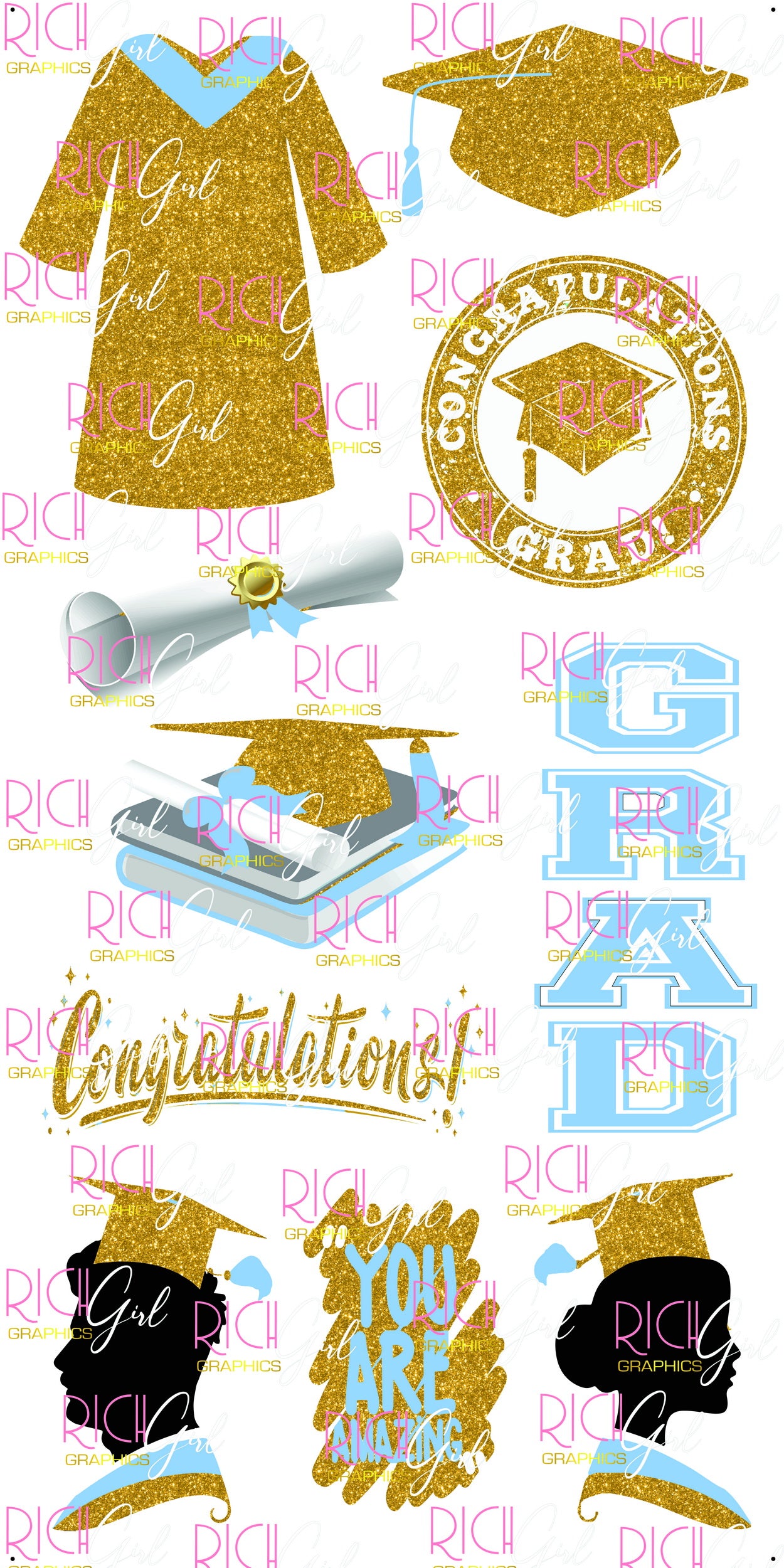 Graduation Flair GOLD Yard Card (Available in Glitter & Plain)