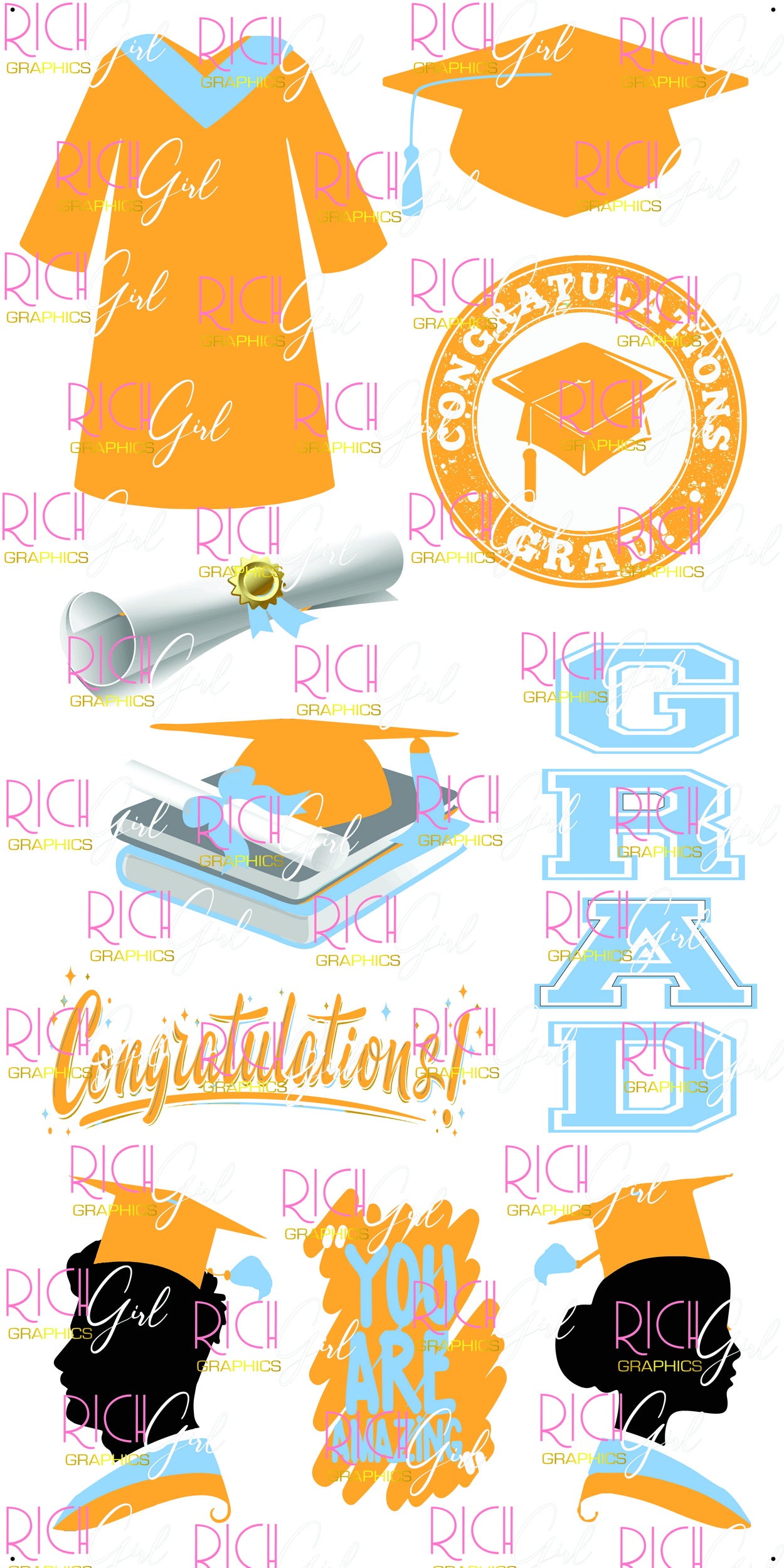 Graduation Flair GOLD Yard Card (Available in Glitter & Plain)