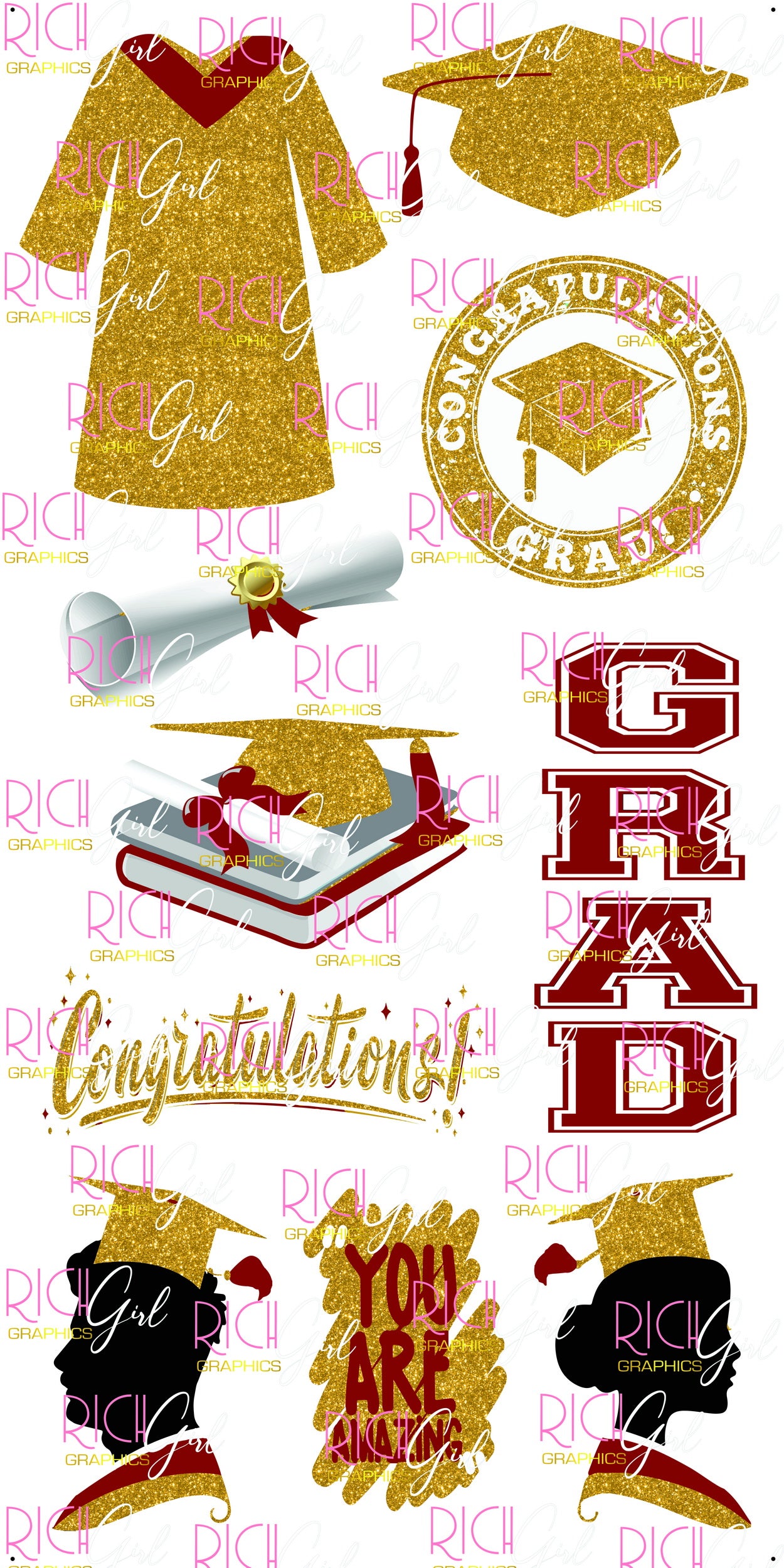 Graduation Flair GOLD Yard Card (Available in Glitter & Plain)