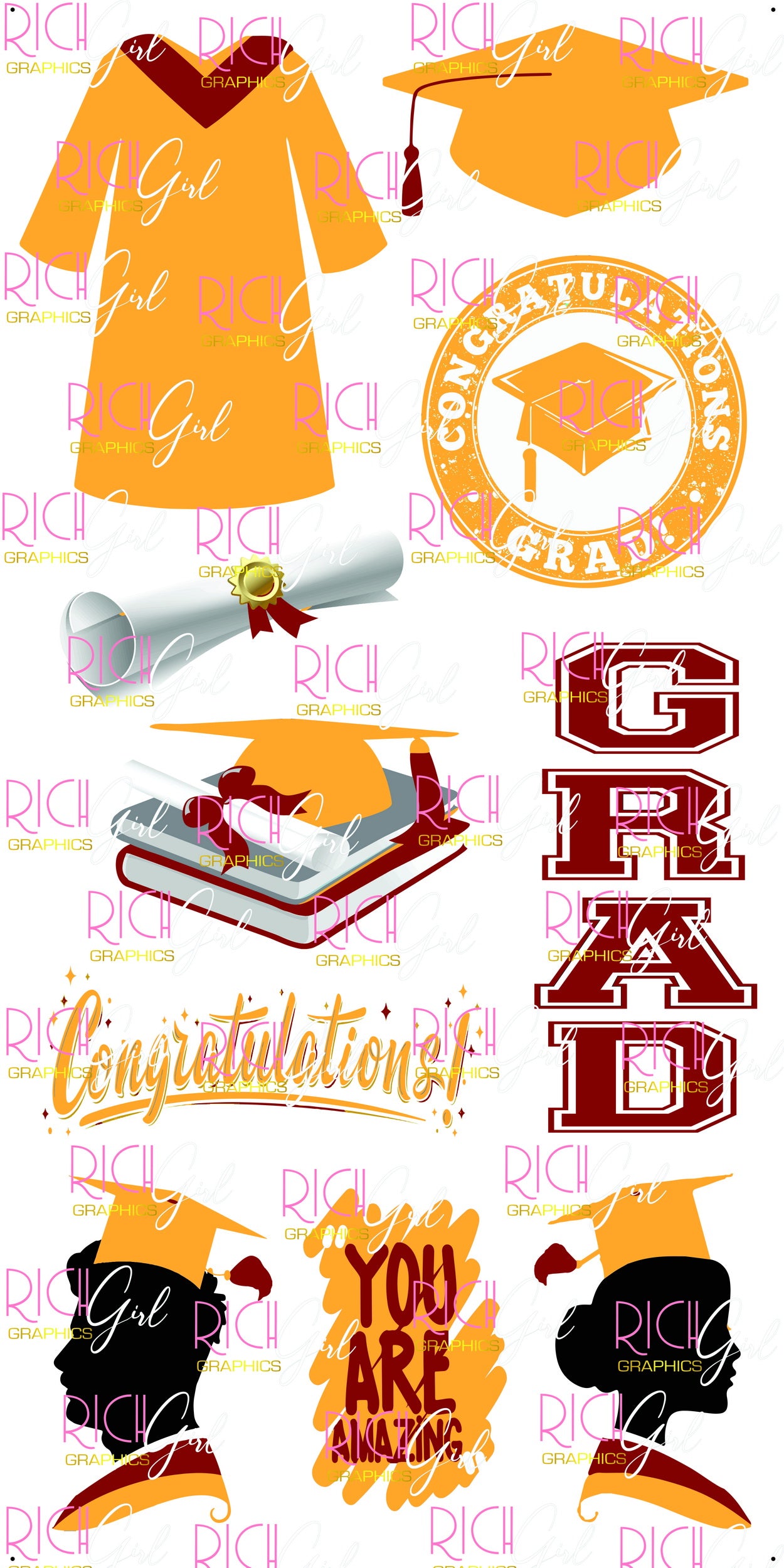 Graduation Flair GOLD Yard Card (Available in Glitter & Plain)