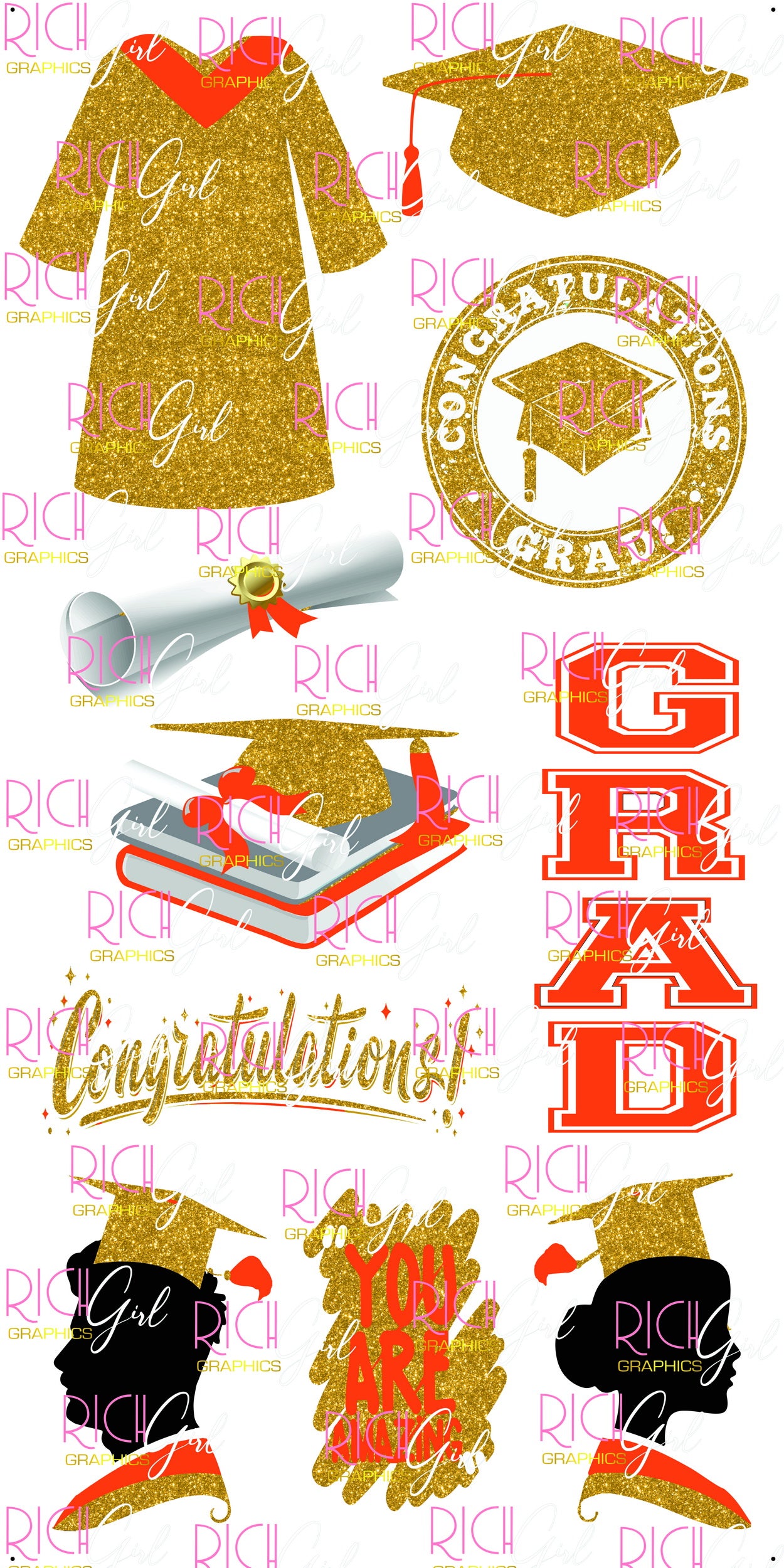 Graduation Flair GOLD Yard Card (Available in Glitter & Plain)
