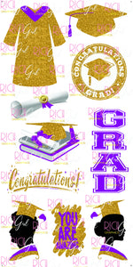 Graduation Flair GOLD Yard Card (Available in Glitter & Plain)
