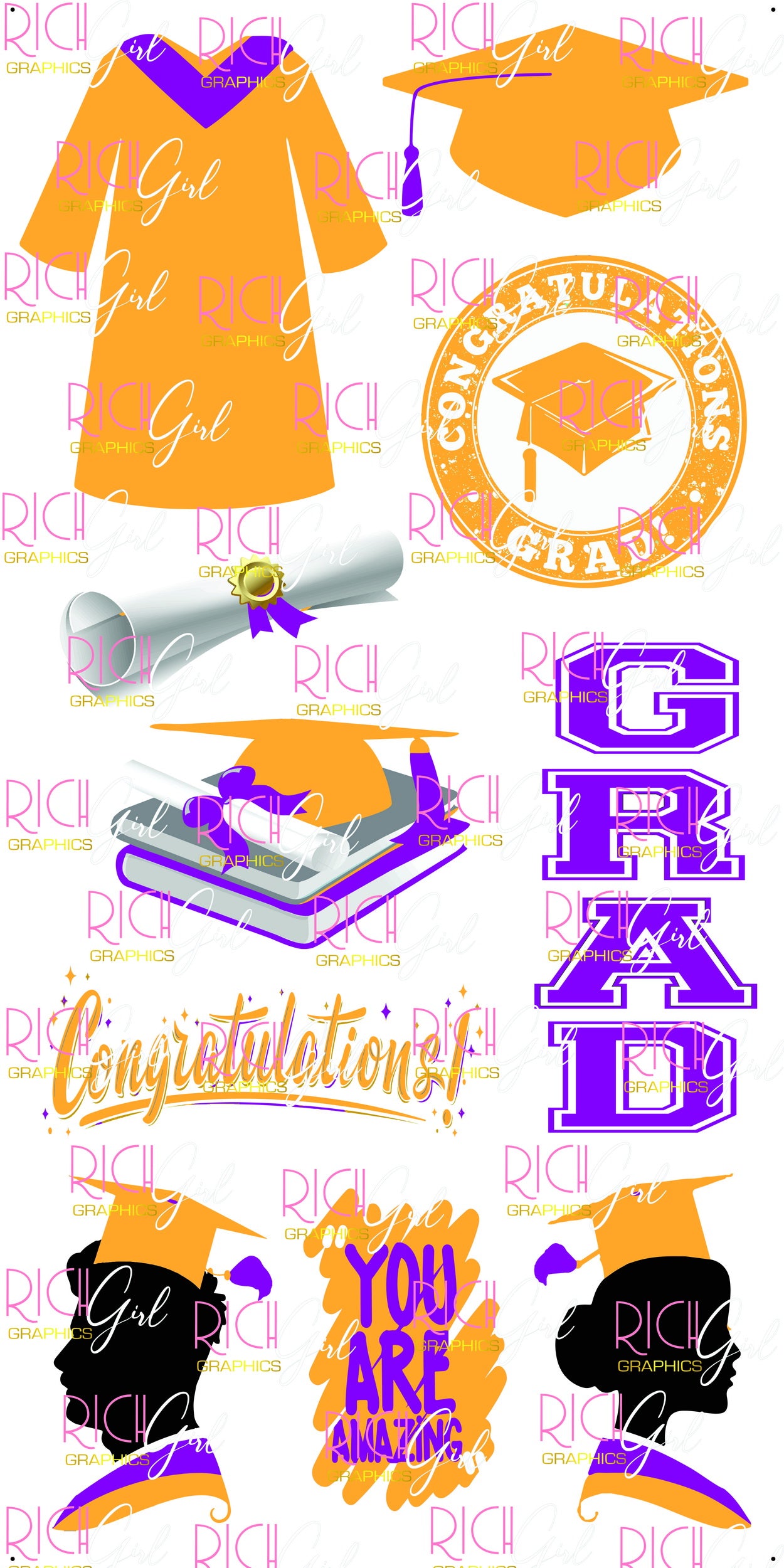 Graduation Flair GOLD Yard Card (Available in Glitter & Plain)