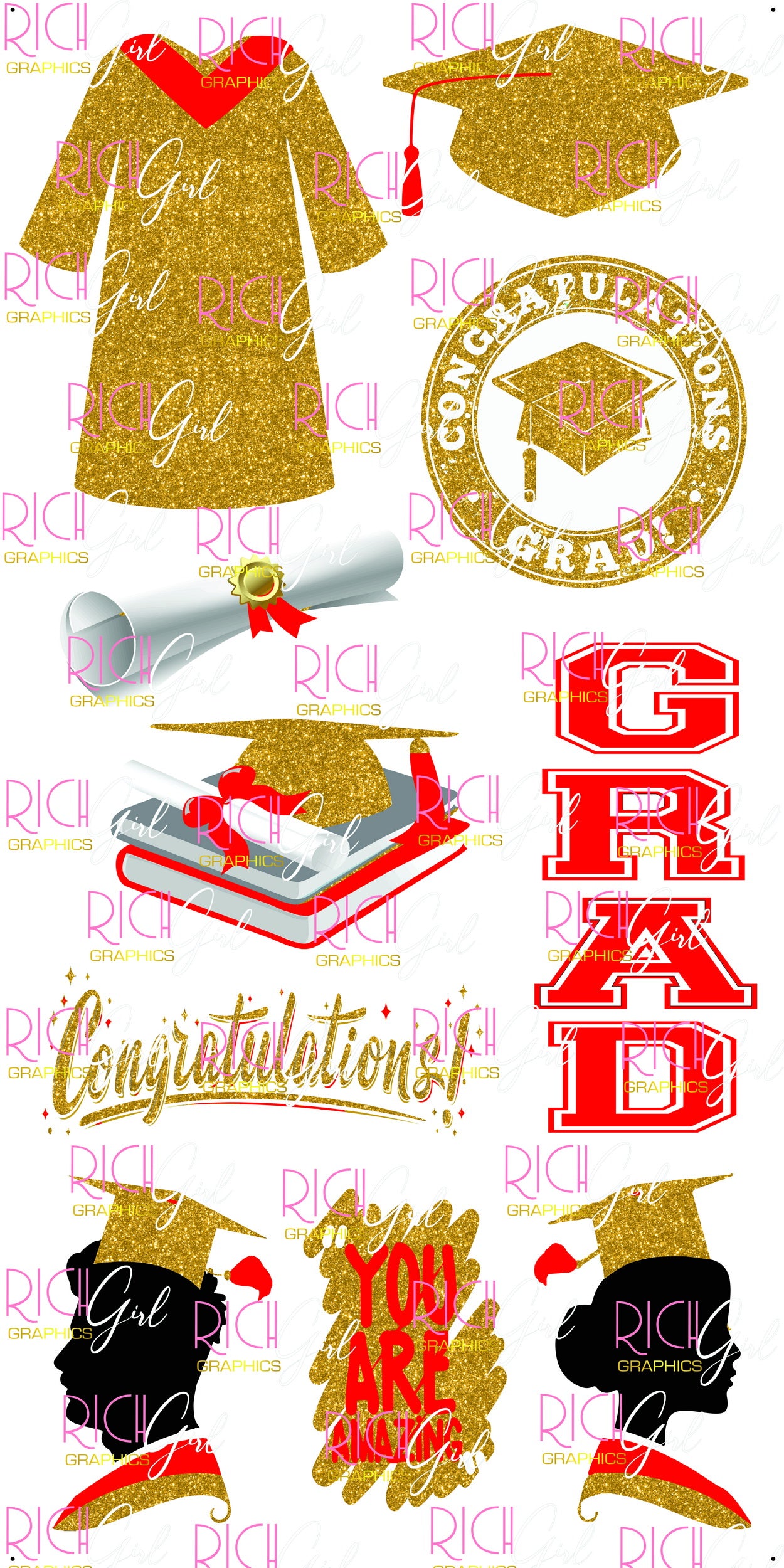 Graduation Flair GOLD Yard Card (Available in Glitter & Plain)