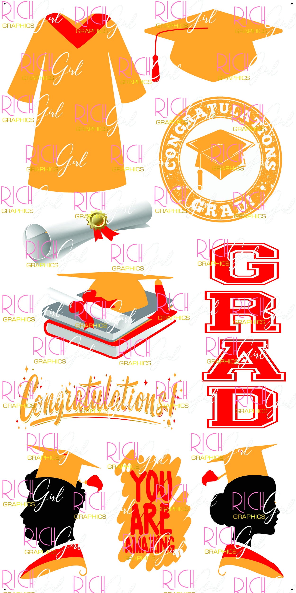 Graduation Flair GOLD Yard Card (Available in Glitter & Plain)