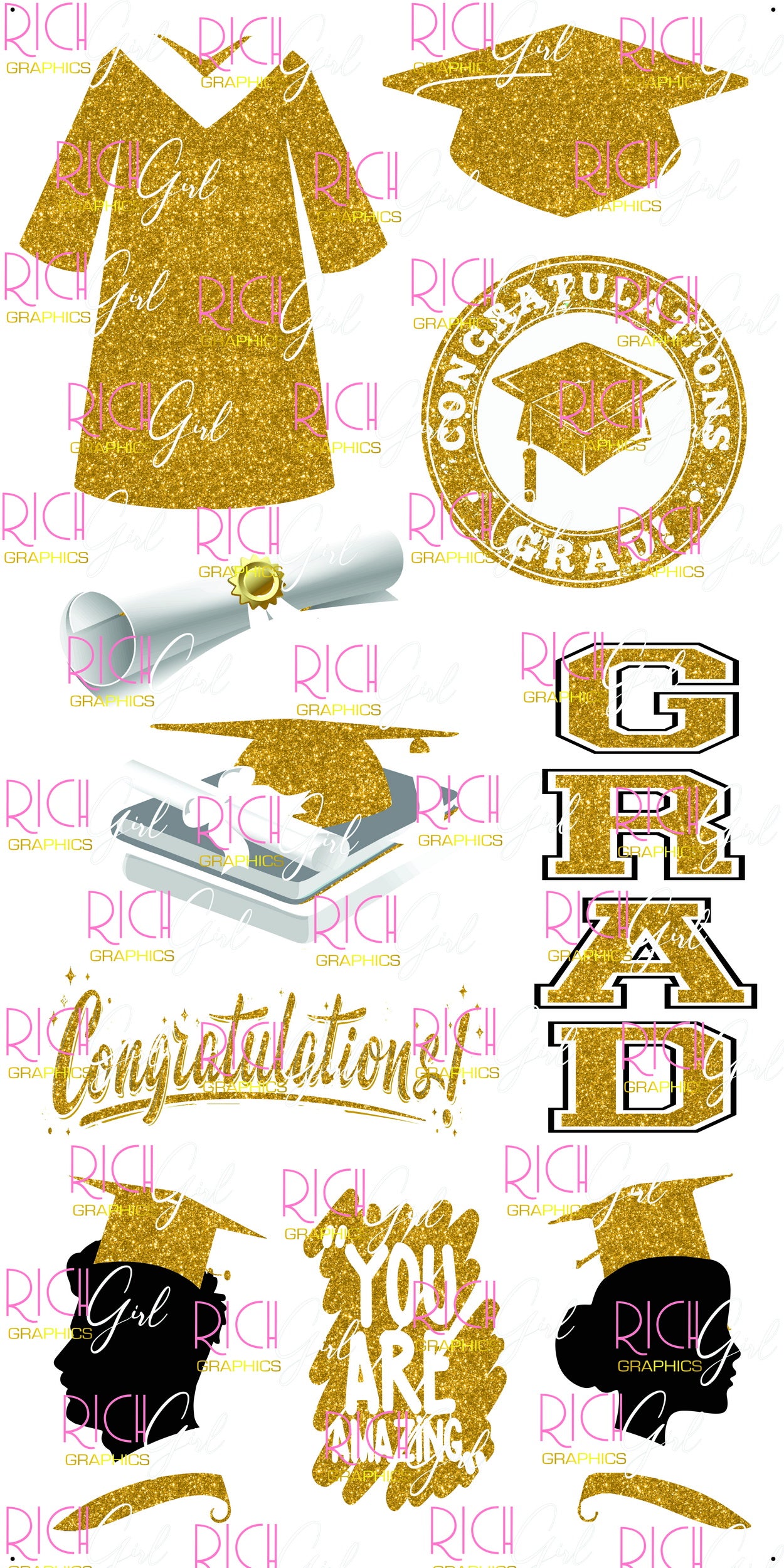 Graduation Flair GOLD Yard Card (Available in Glitter & Plain)