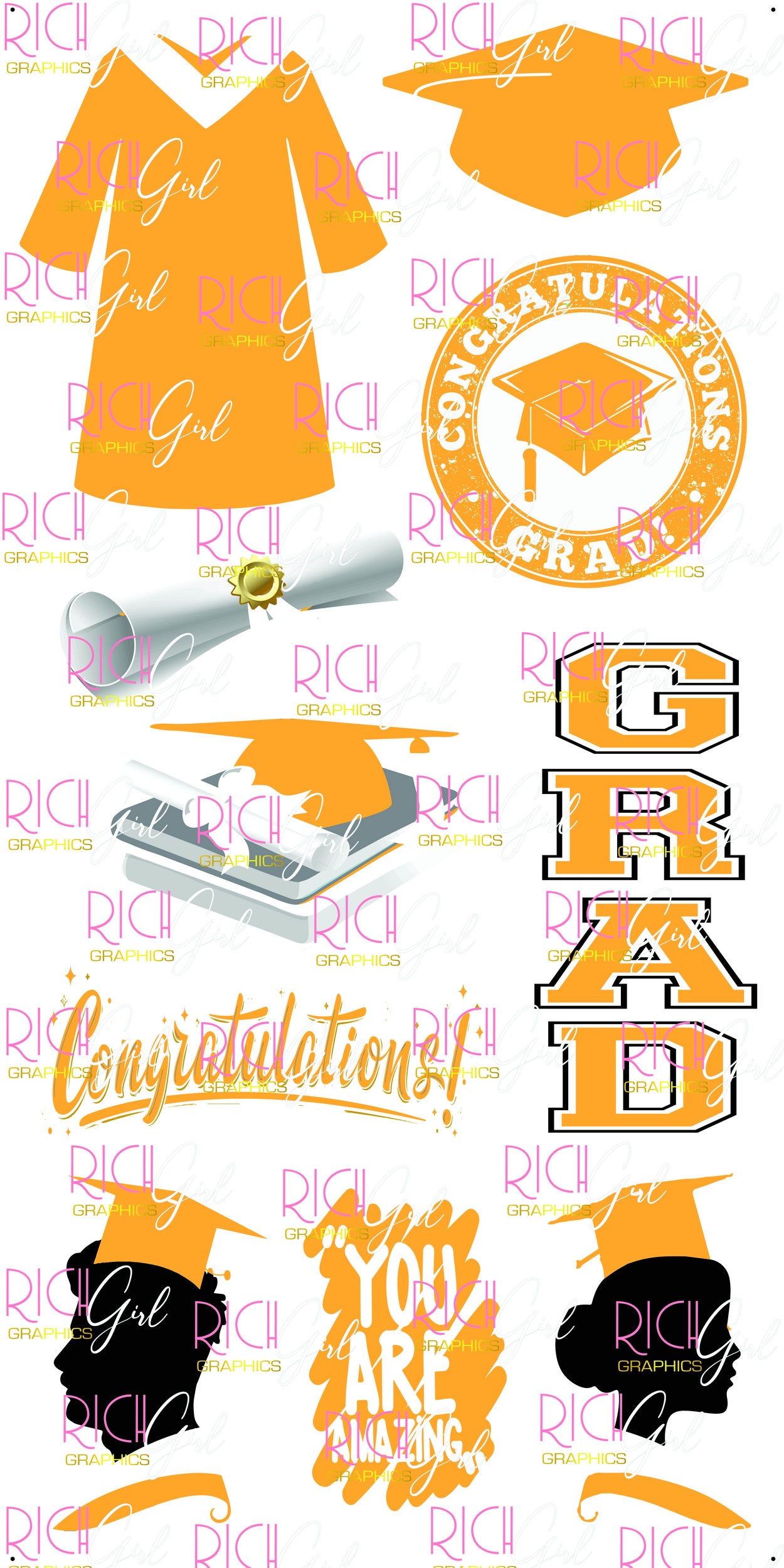 Graduation Flair GOLD Yard Card (Available in Glitter & Plain)