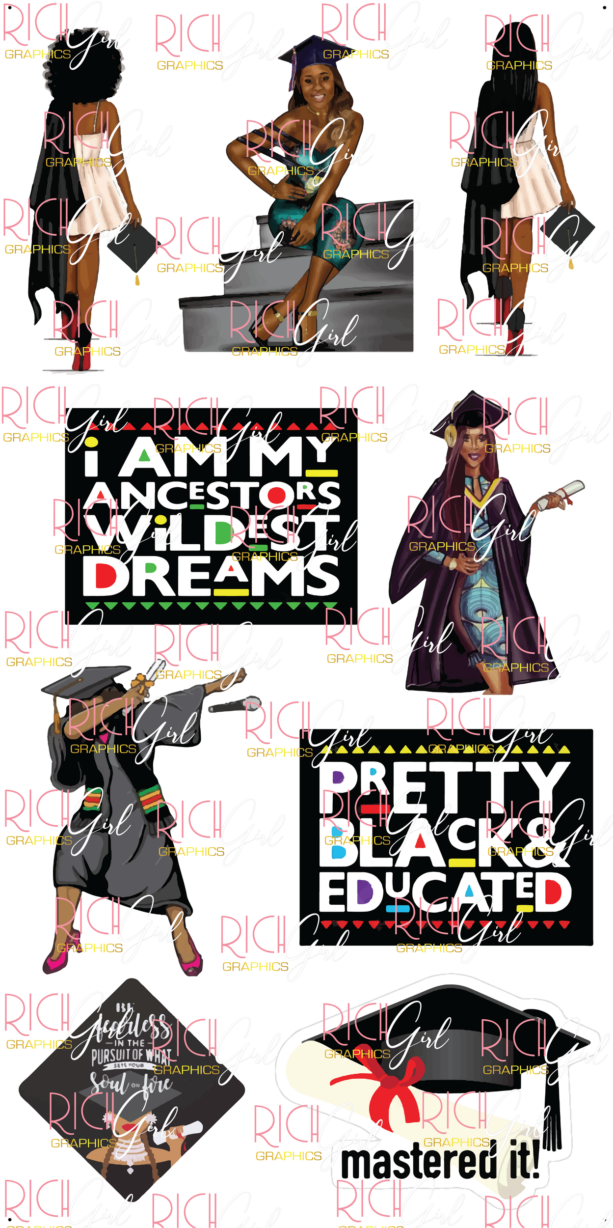 Grad Girl Magic Dark Skintone Yard Card