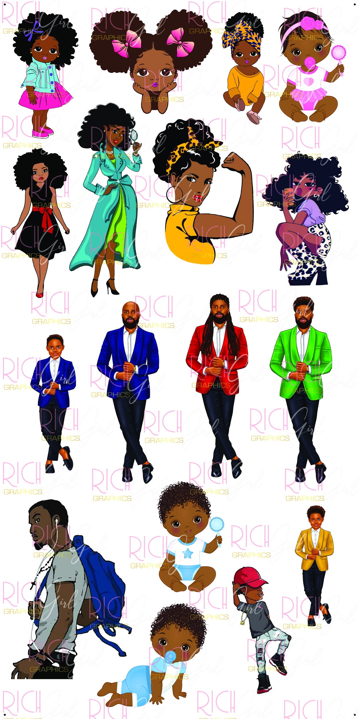 Ladies and Gentlemen Dark Skintone Yard Card