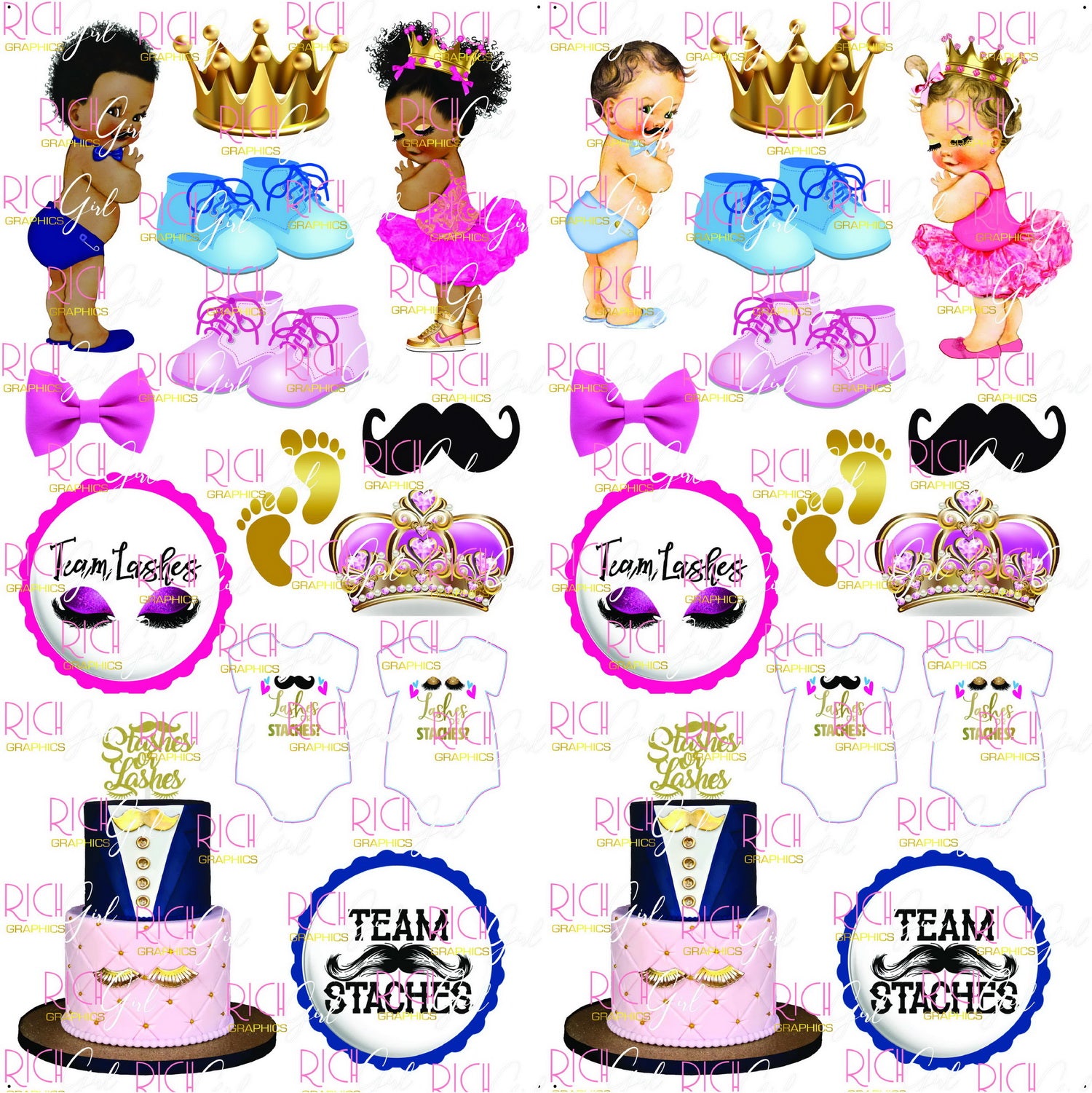 Lashes Or Staches Yard Card (Available in Dark or Light Skintone)