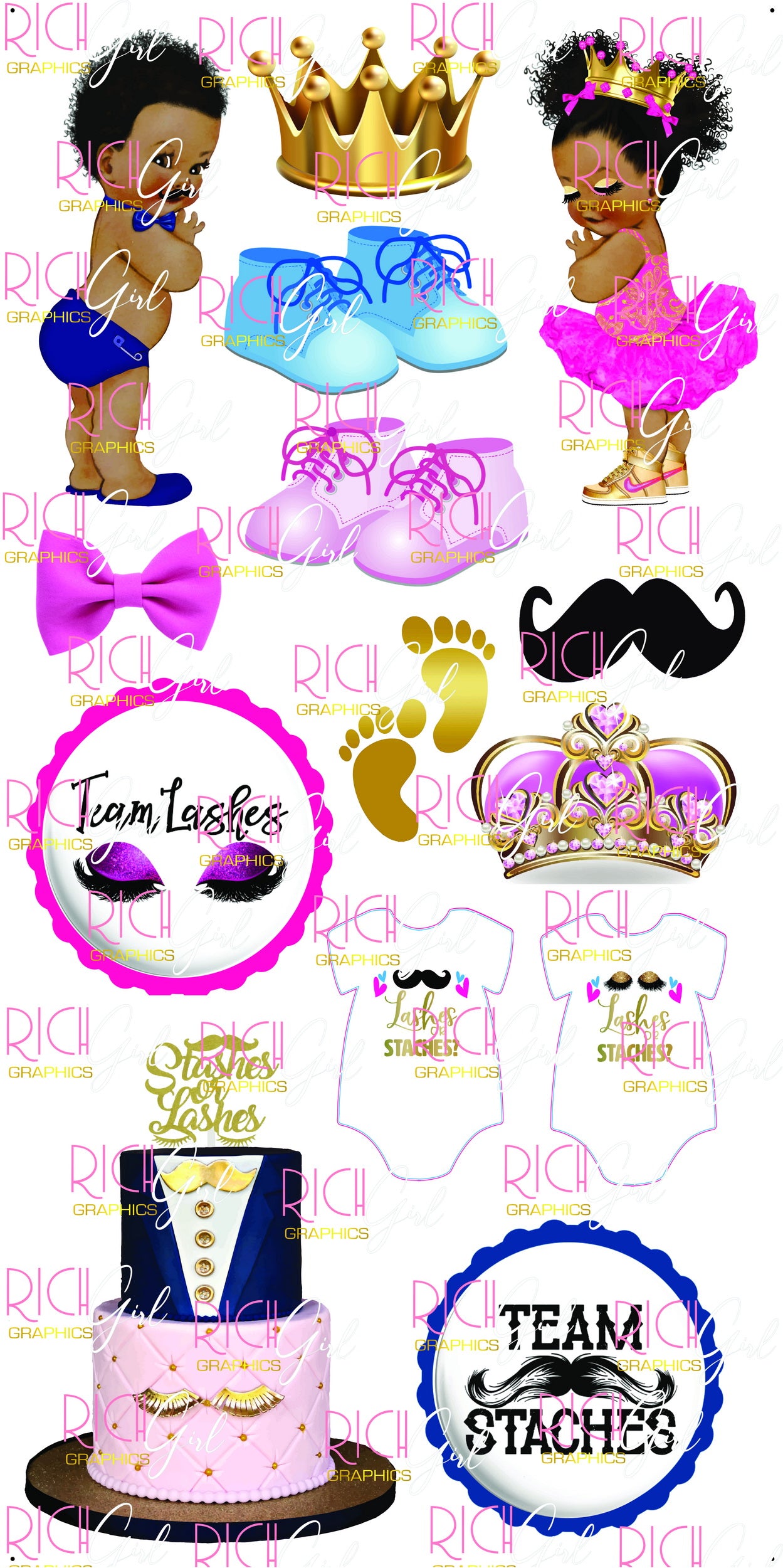 Lashes Or Staches Yard Card (Available in Dark or Light Skintone)