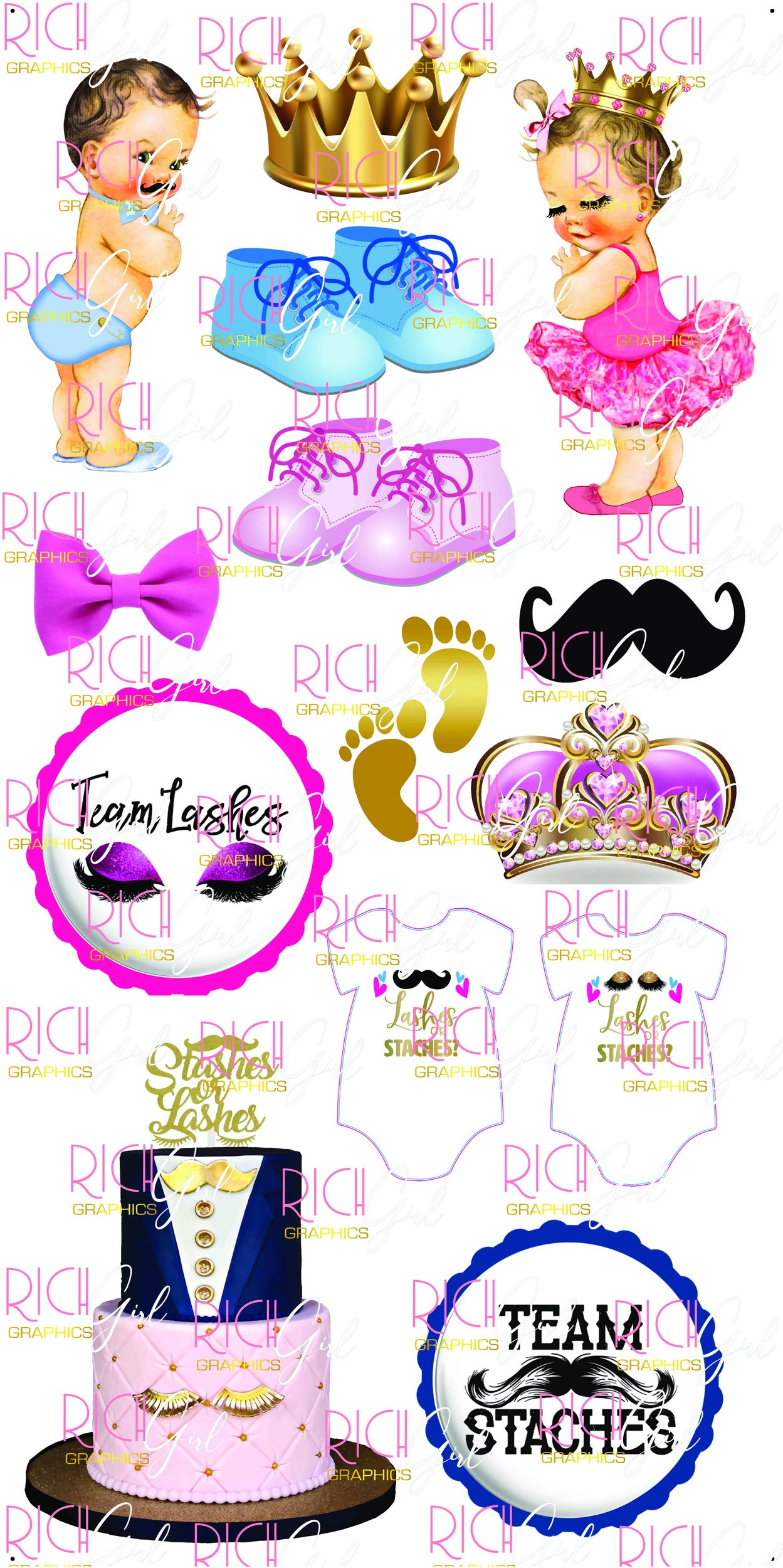 Lashes Or Staches Yard Card (Available in Dark or Light Skintone)