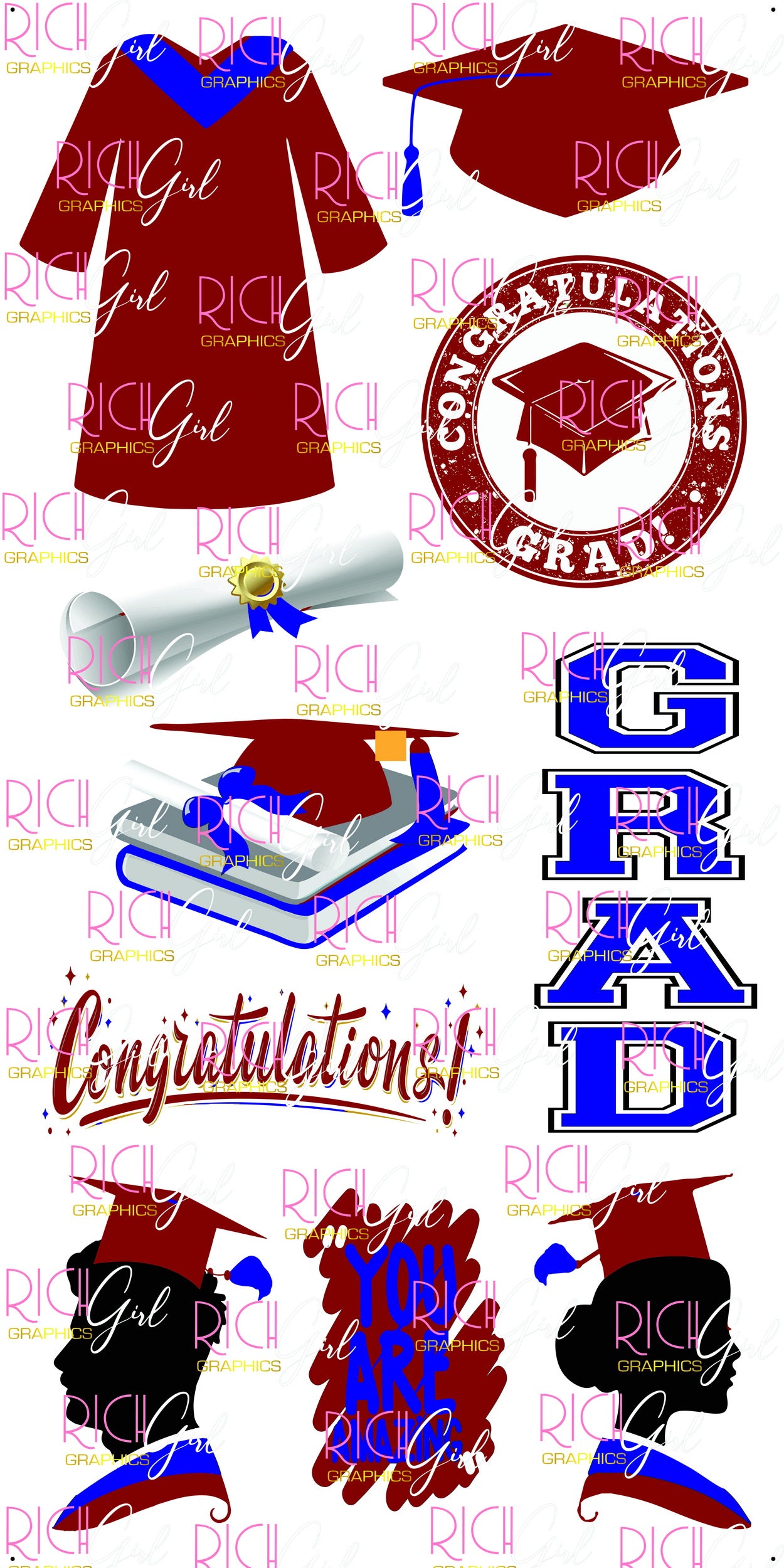 Graduation Flair MAROON Yard Card (Available in Glitter & Plain)