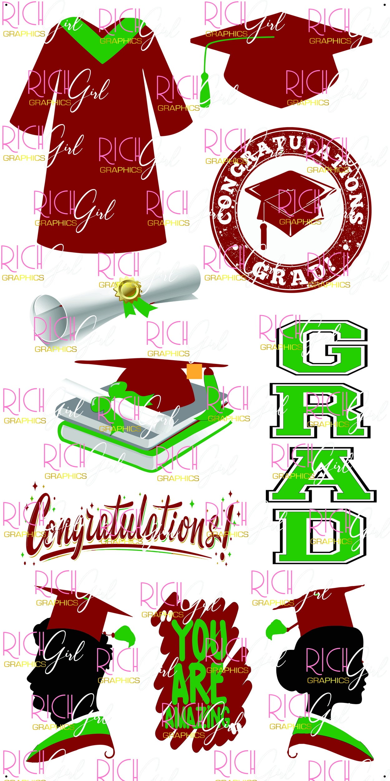 Graduation Flair MAROON Yard Card (Available in Glitter & Plain)