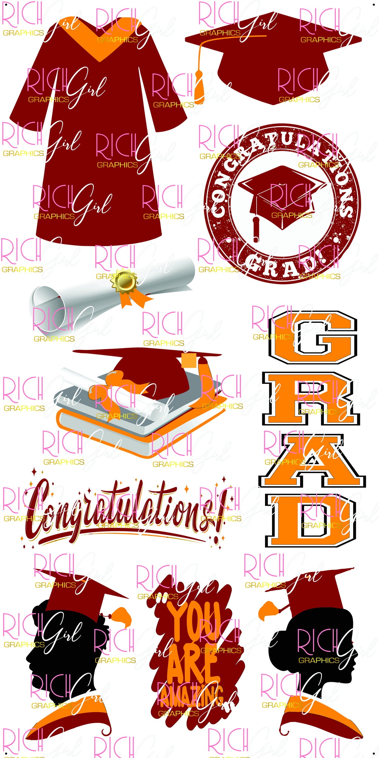 Graduation Flair MAROON Yard Card (Available in Glitter & Plain)