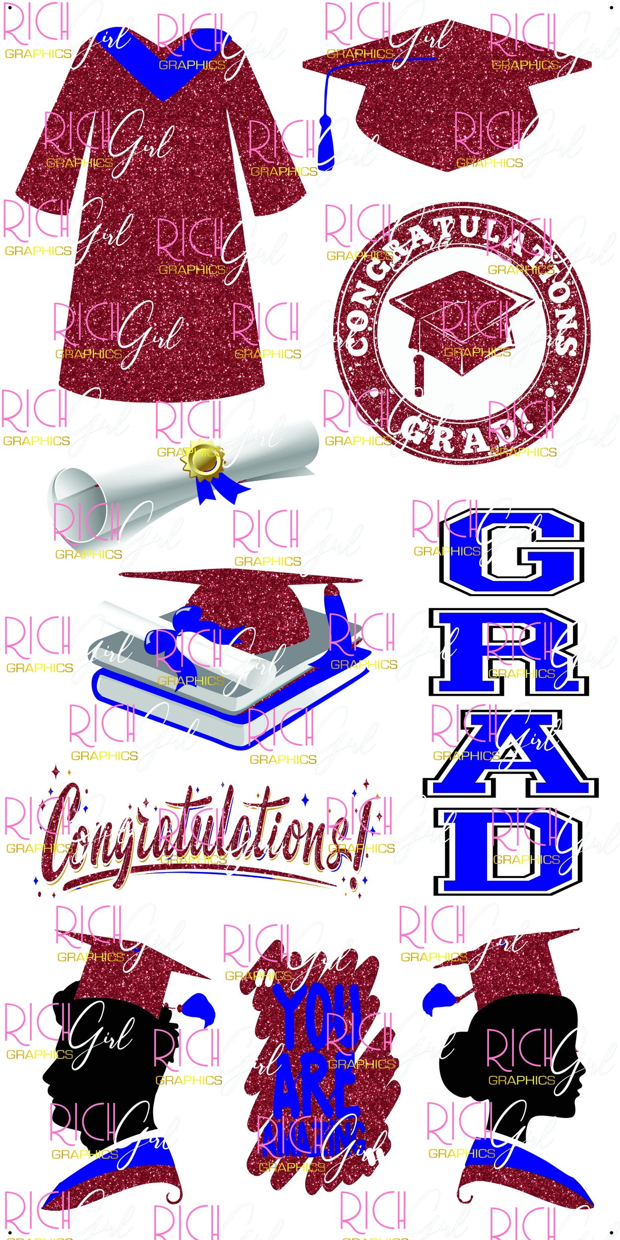 Graduation Flair MAROON Yard Card (Available in Glitter & Plain)