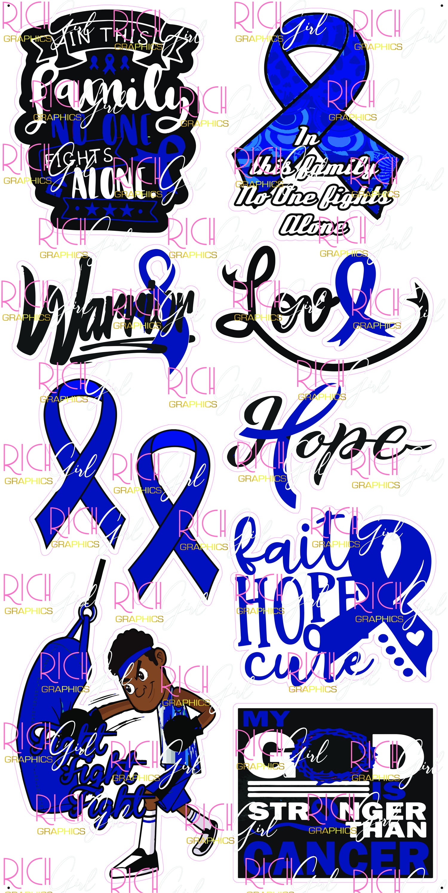 No One Fights Alone Yard Card - Dark Blue