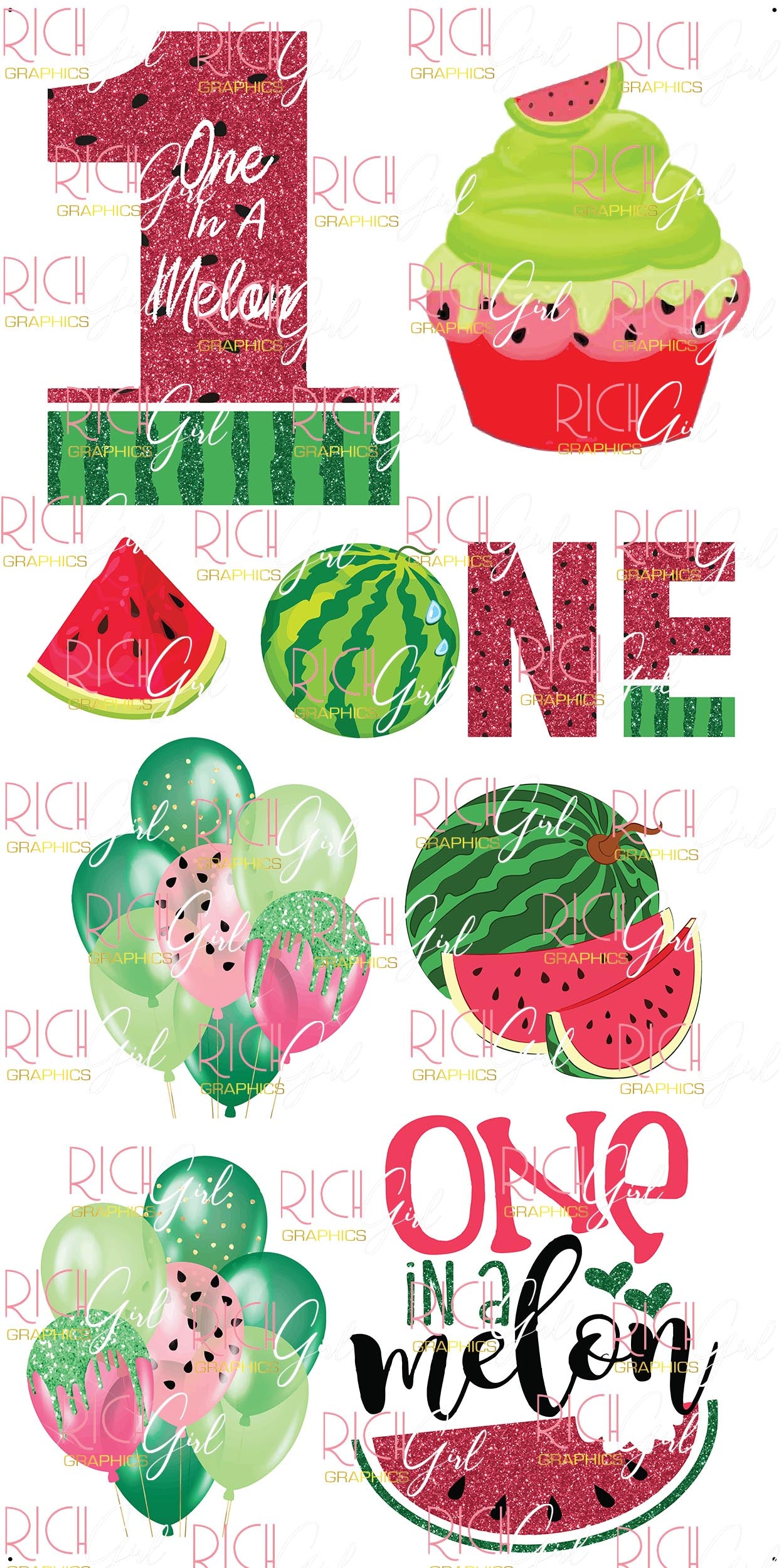 One In A Melon Yard Card (Plain and Glitter Available)
