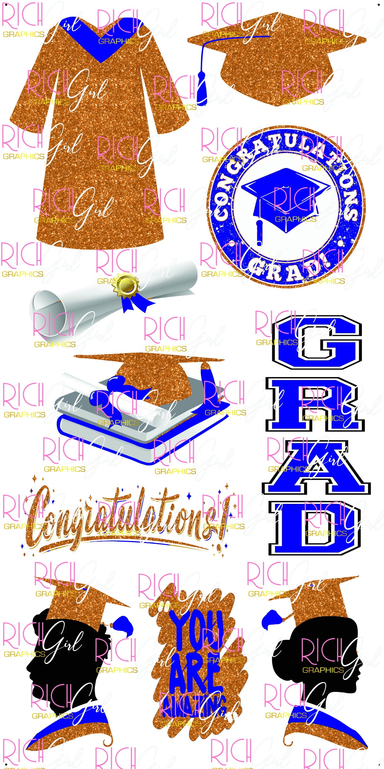 Graduation Flair ORANGE Yard Card (Available in Glitter & Plain)