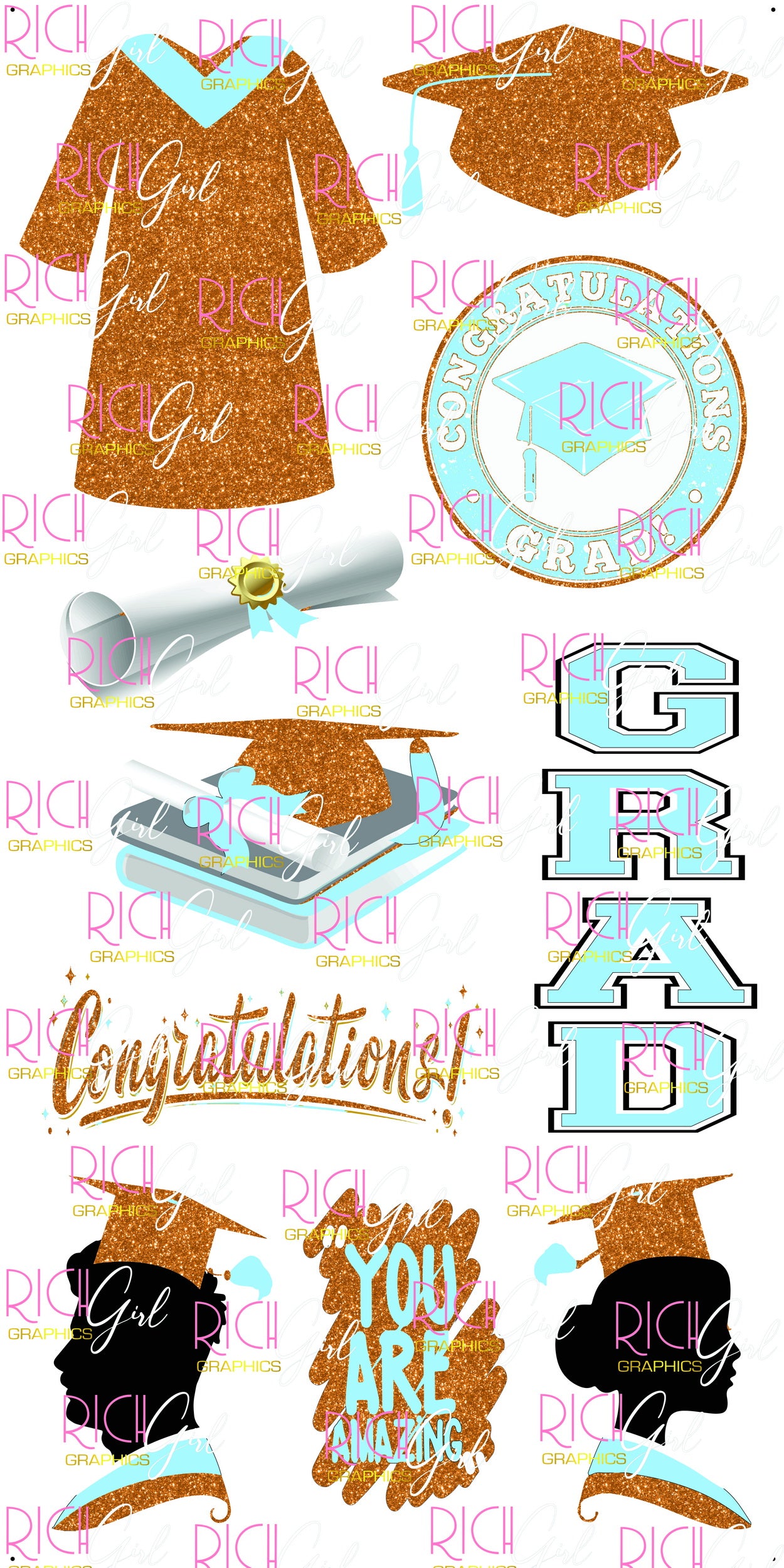 Graduation Flair ORANGE Yard Card (Available in Glitter & Plain)