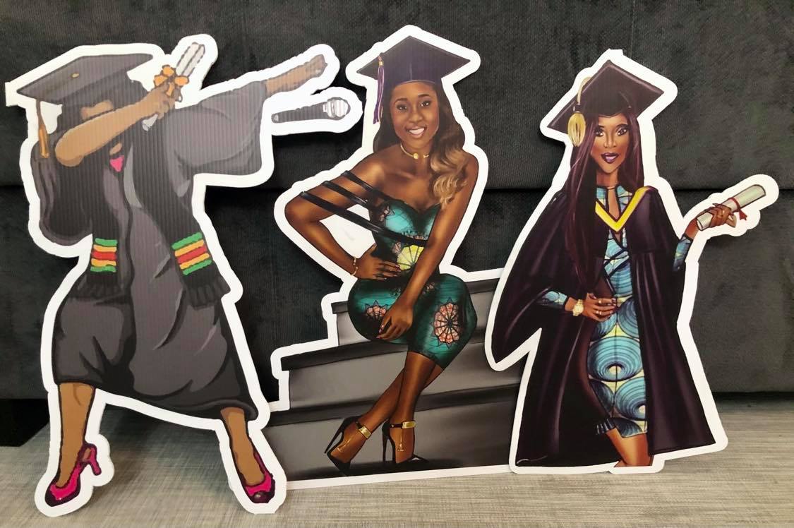 Grad Girl Magic Dark Skintone Yard Card