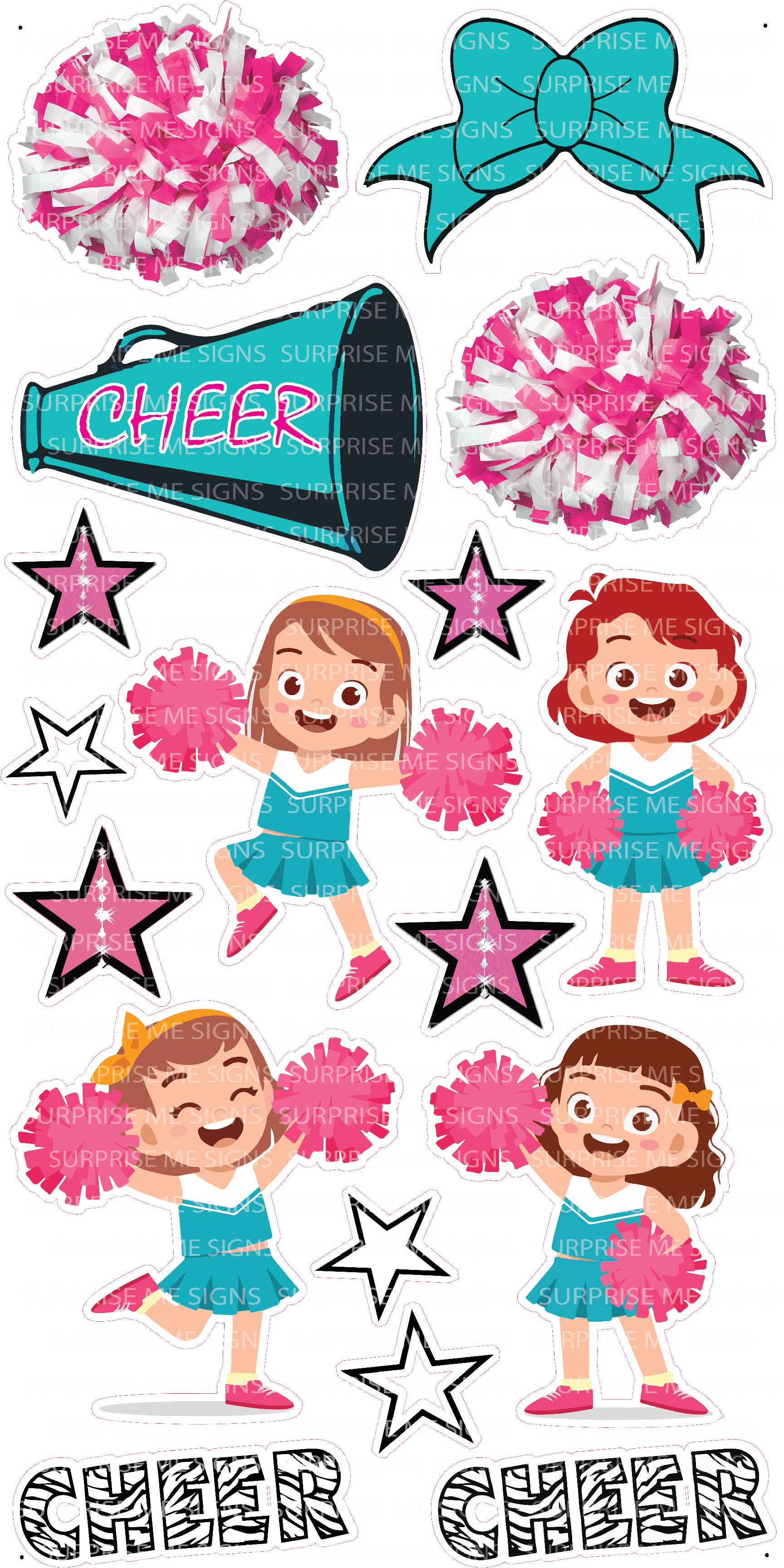 Pink & Teal Cheer Yard Card