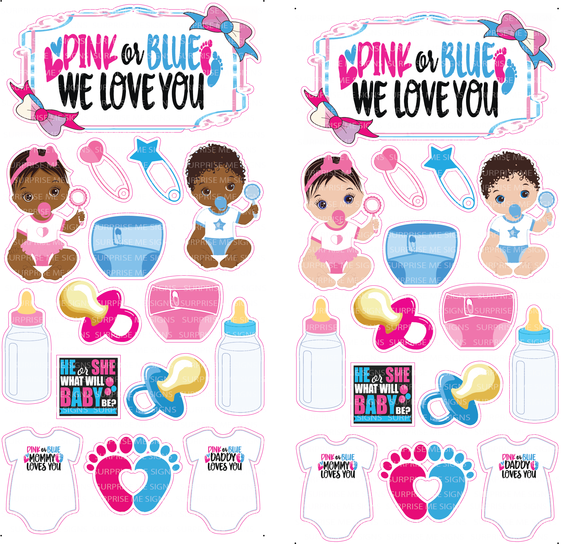 Pink Or Blue Gender Reveal Yard Card