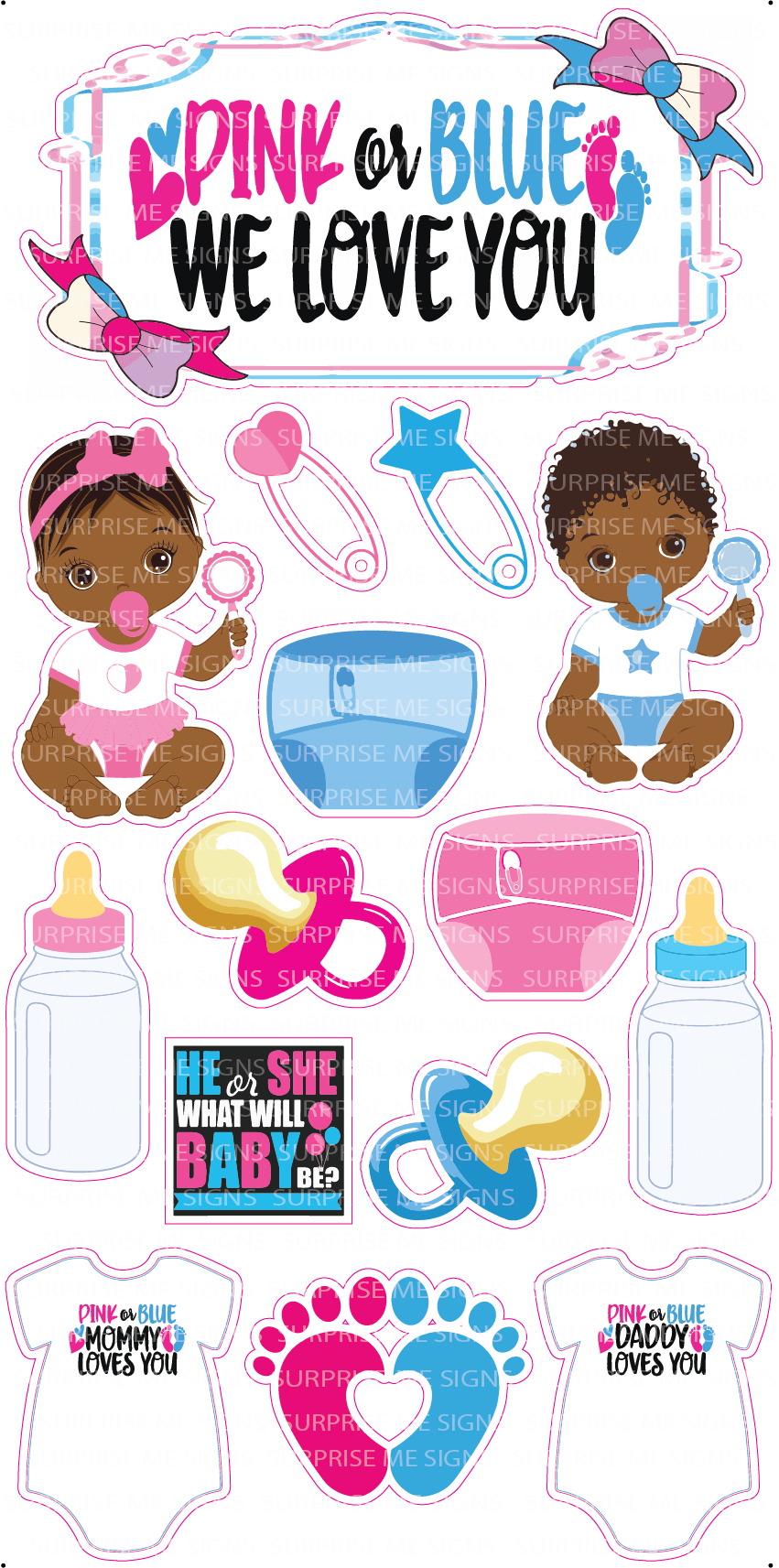 Pink Or Blue Gender Reveal Yard Card