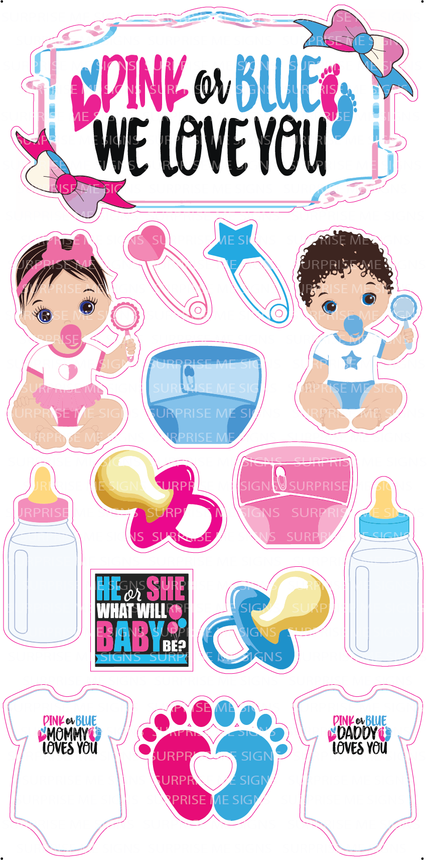 Pink Or Blue Gender Reveal Yard Card