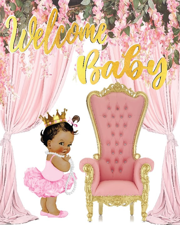 Pretty In Pink Baby Girl Backdrop