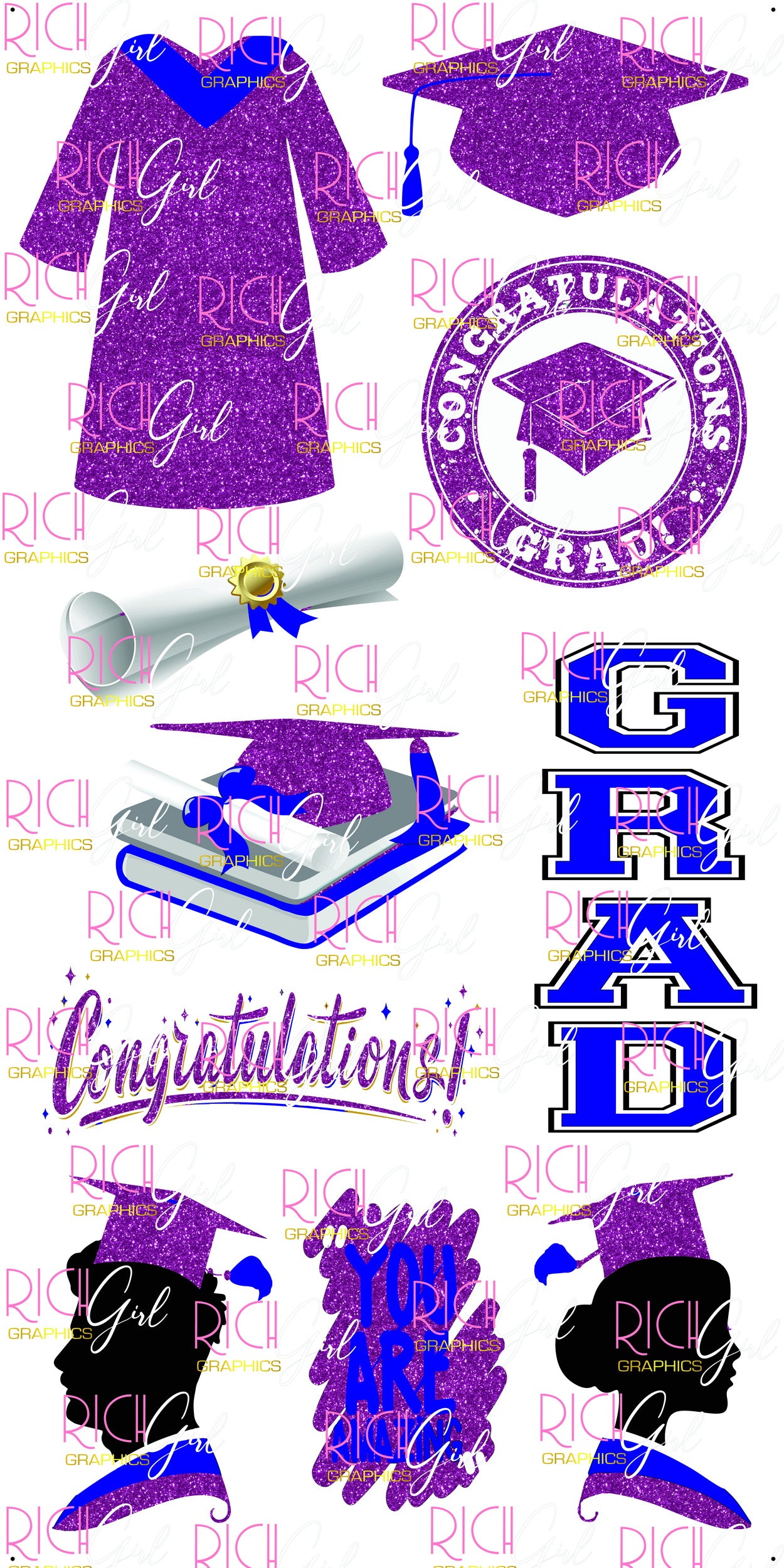Graduation Flair PURPLE Yard Card (Available in Glitter & Plain)