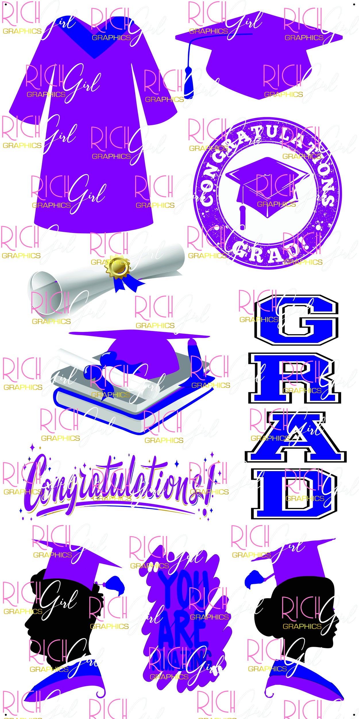 Graduation Flair PURPLE Yard Card (Available in Glitter & Plain)