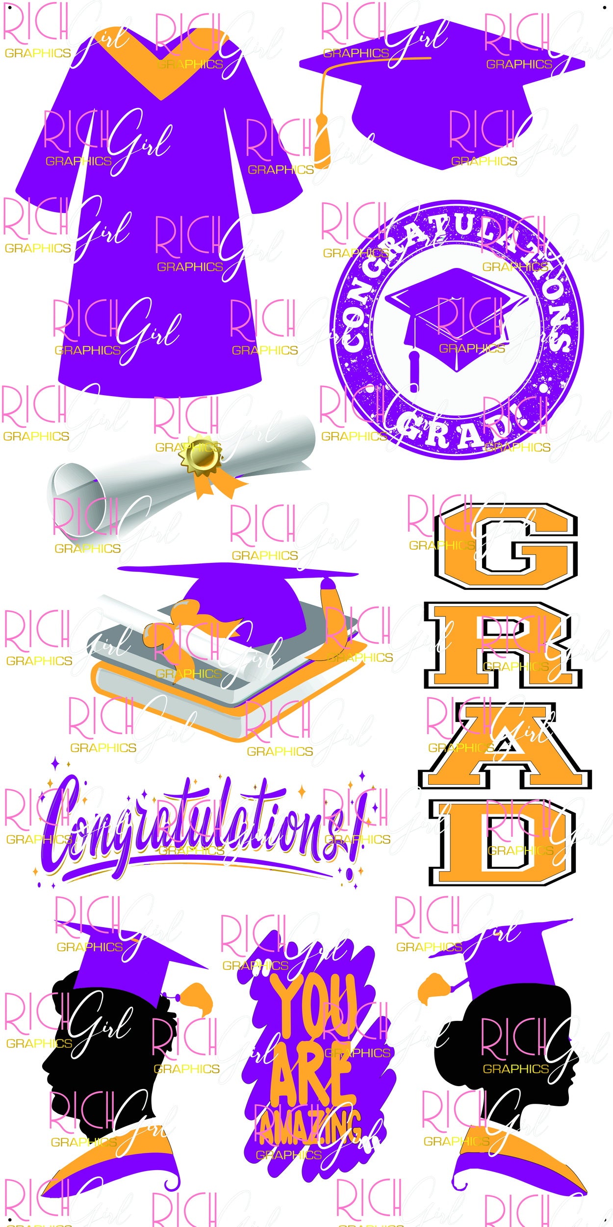 Graduation Flair PURPLE Yard Card (Available in Glitter & Plain)
