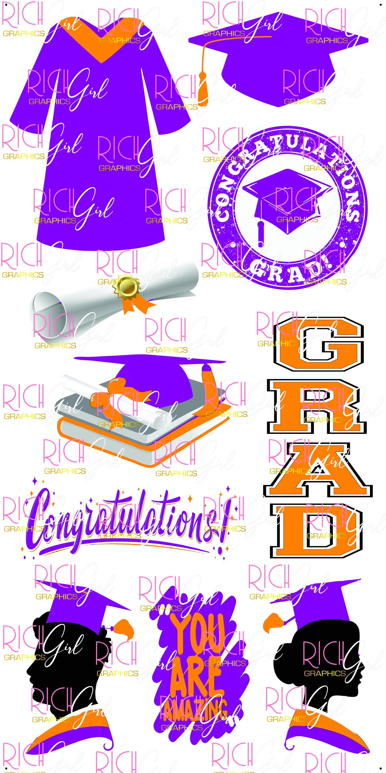 Graduation Flair PURPLE Yard Card (Available in Glitter & Plain)
