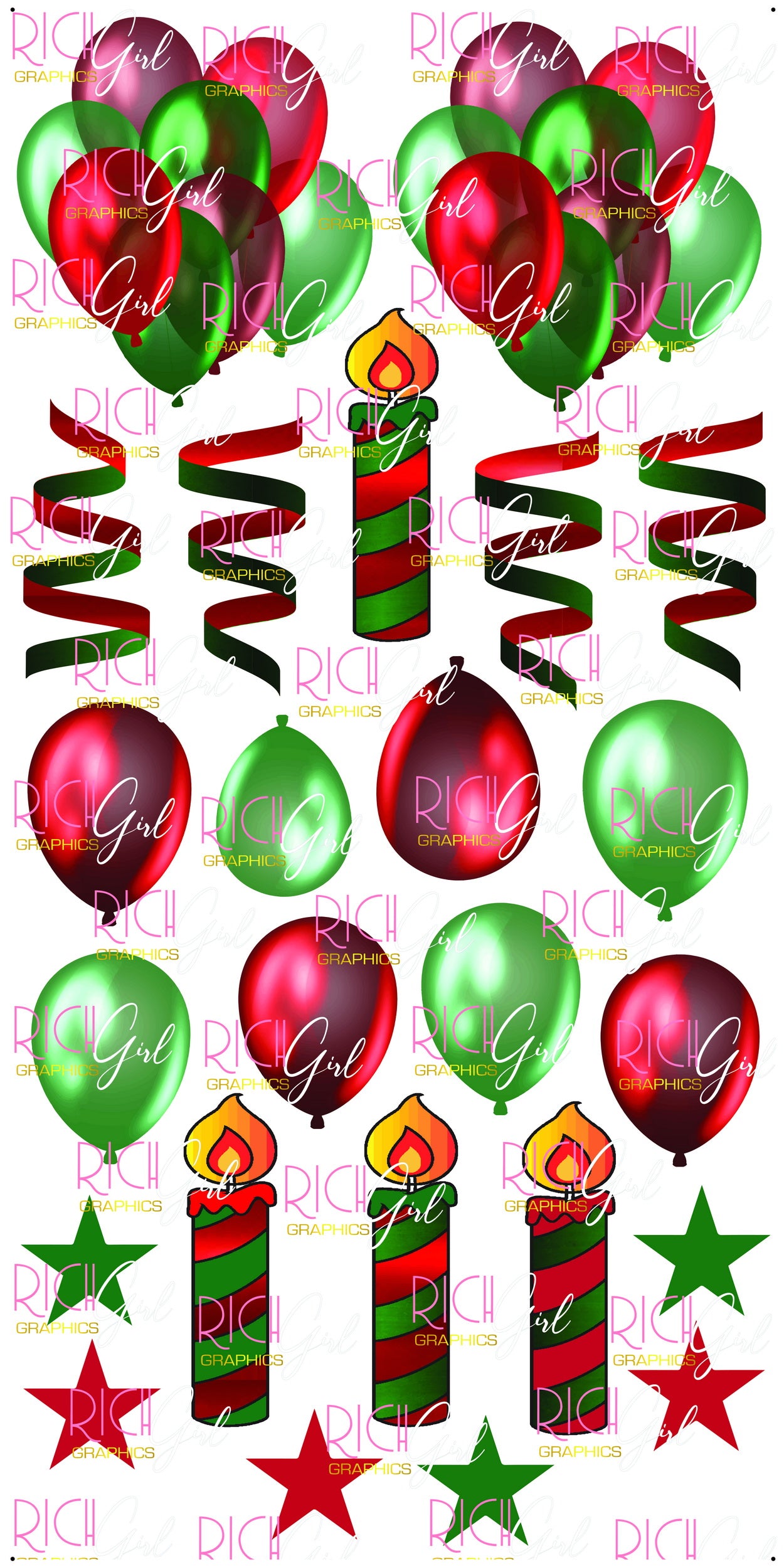 Flair RED & GREEN Yard Card (Glitter and Plain Available)