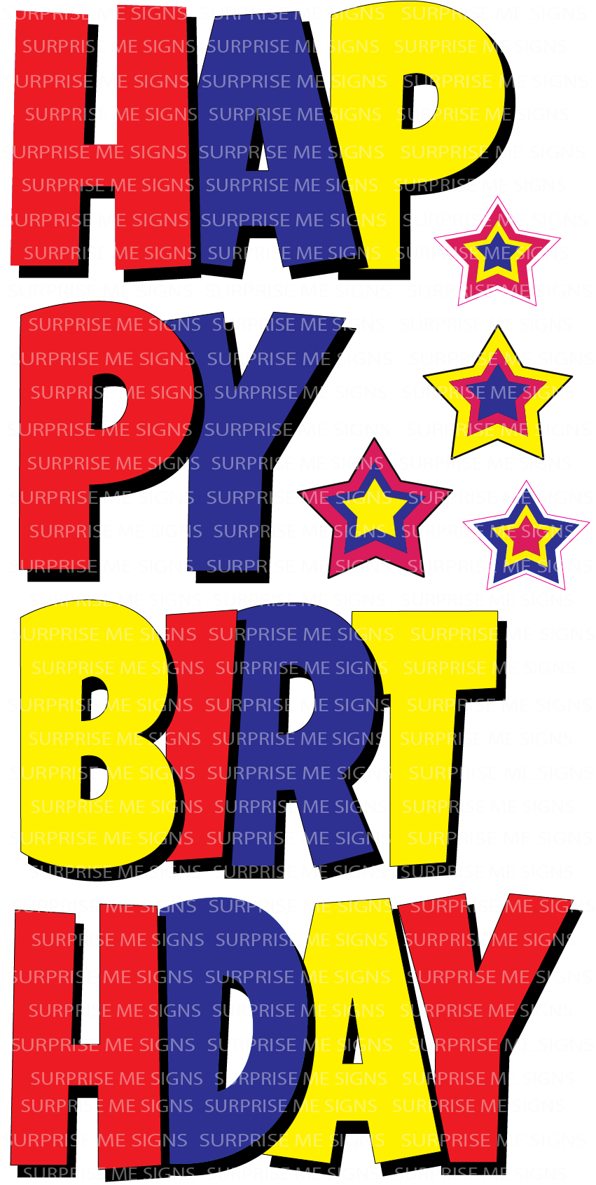 EZ-Set Happy Birthday 24 Inch LG Font Yard Card (any color or pattern available)