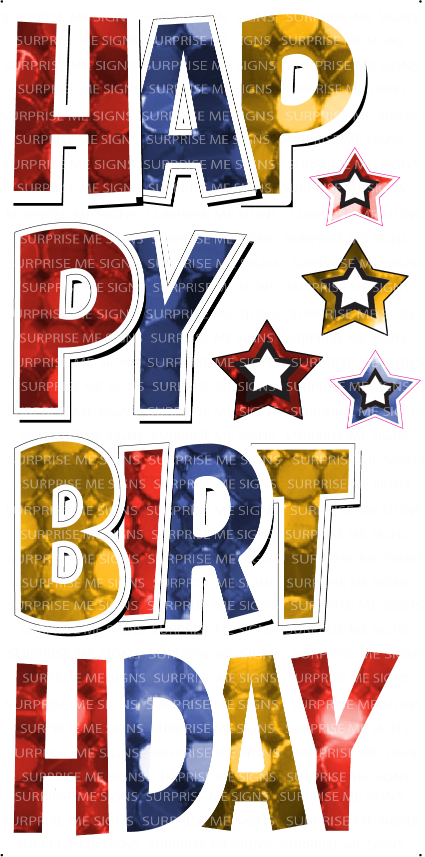 EZ-Set Happy Birthday 24 Inch LG Font Yard Card (any color or pattern available)