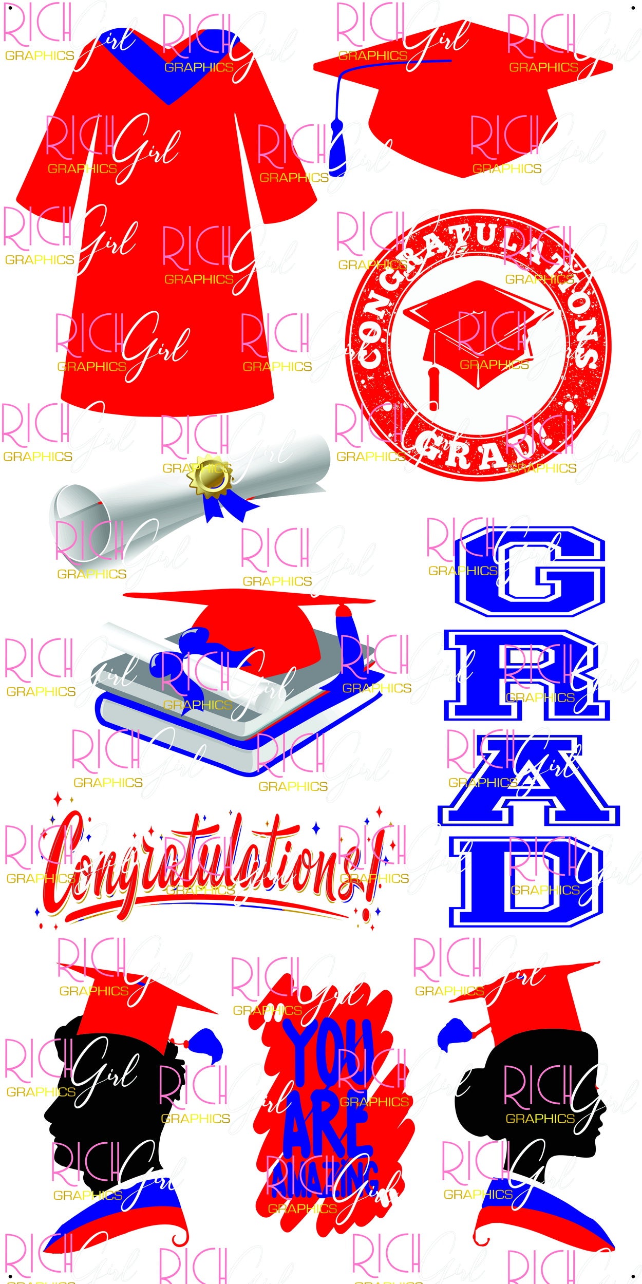 Graduation Flair RED Yard Card (Available in Glitter & Plain)