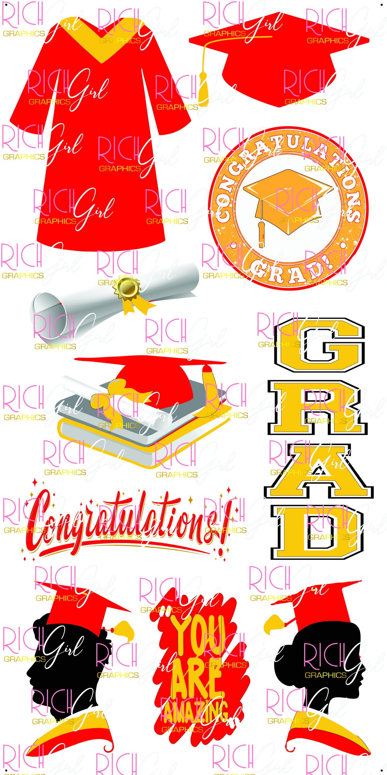 Graduation Flair RED Yard Card (Available in Glitter & Plain)