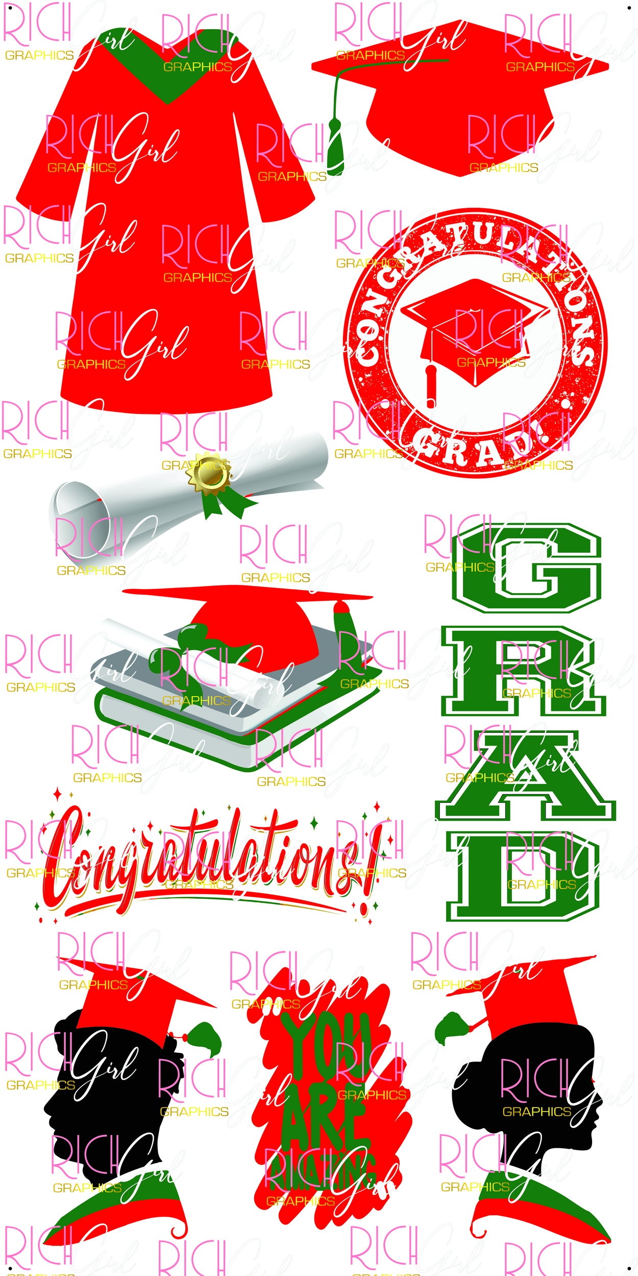 Graduation Flair RED Yard Card (Available in Glitter & Plain)