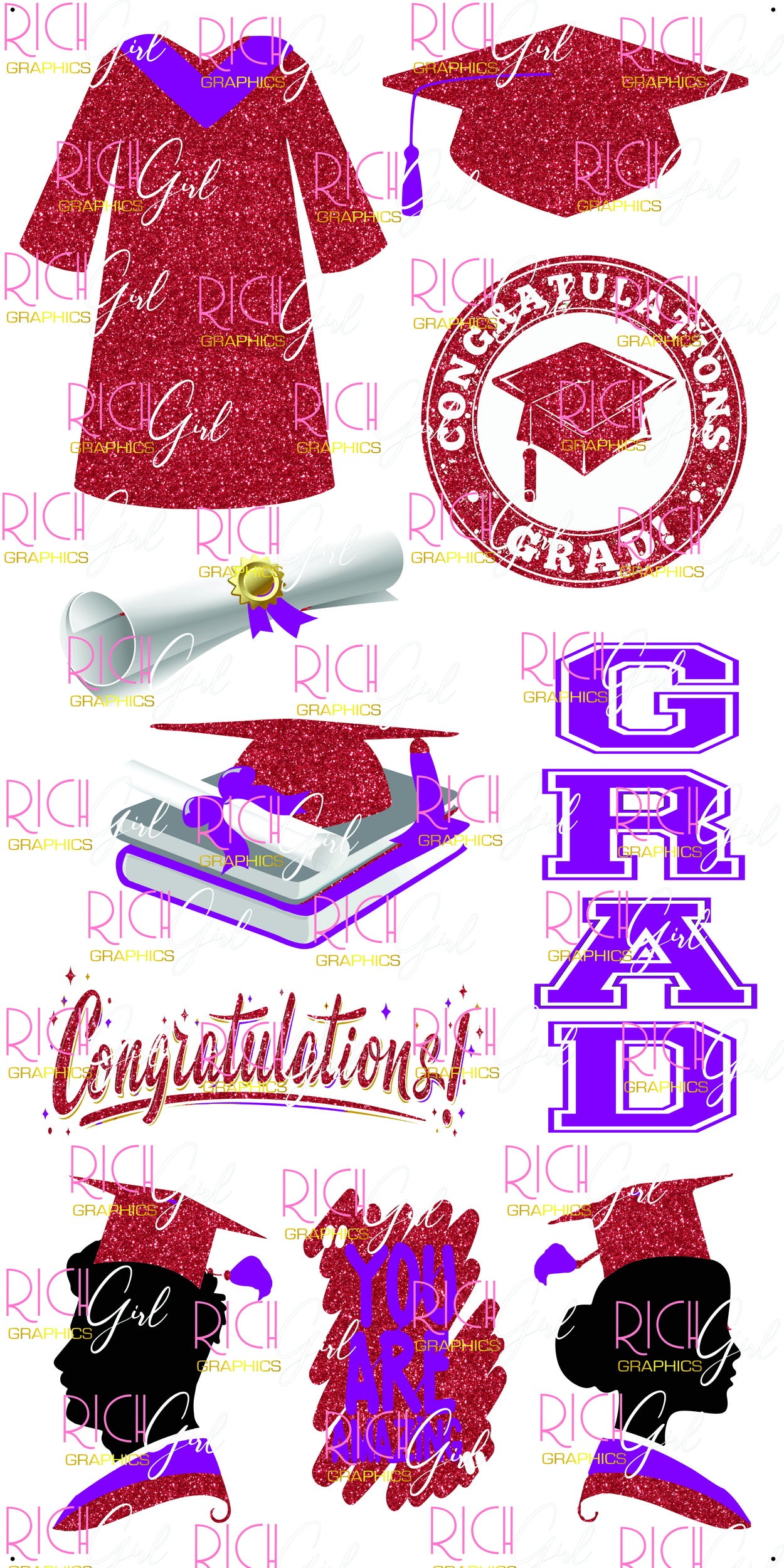 Graduation Flair RED Yard Card (Available in Glitter & Plain)