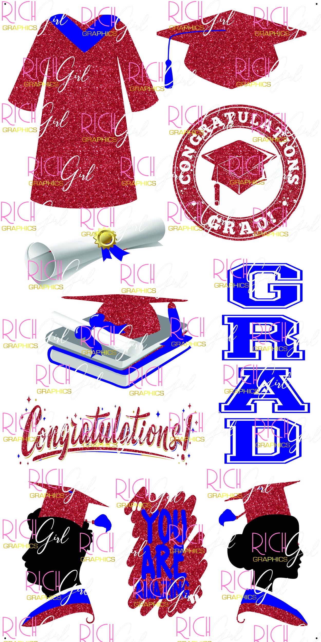 Graduation Flair RED Yard Card (Available in Glitter & Plain)