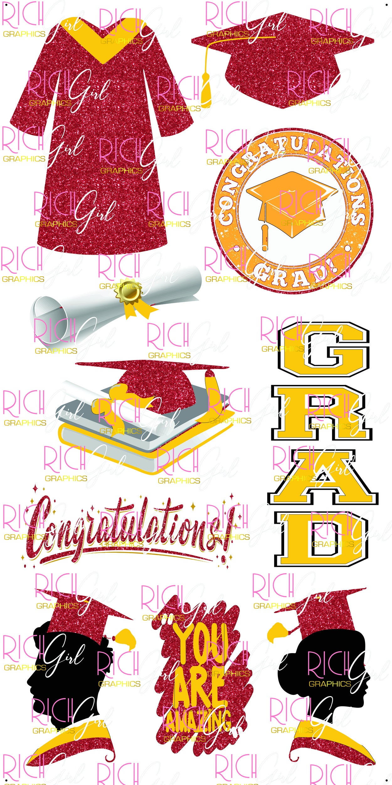 Graduation Flair RED Yard Card (Available in Glitter & Plain)