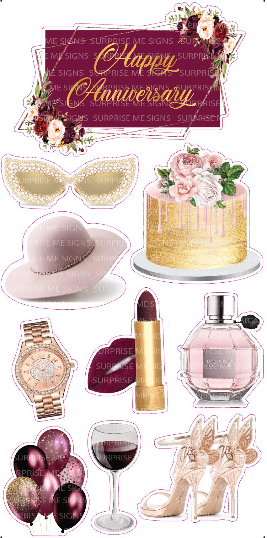 Rose Gold Anniversary Yard Card