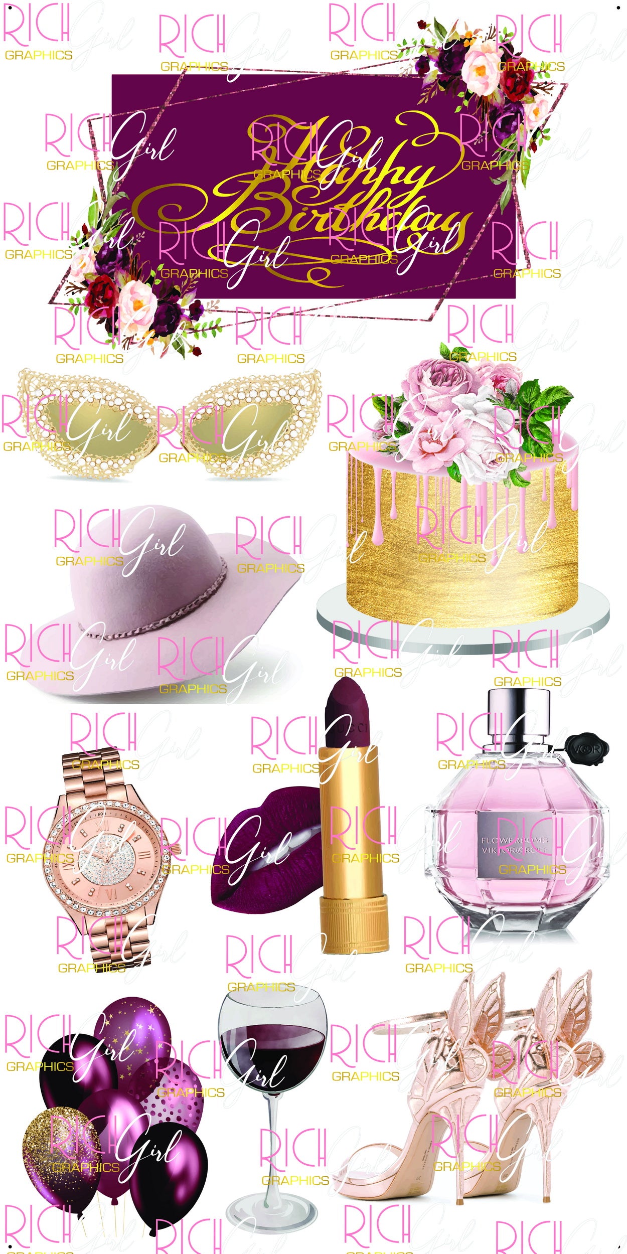 Rose Gold Birthday Yard Card