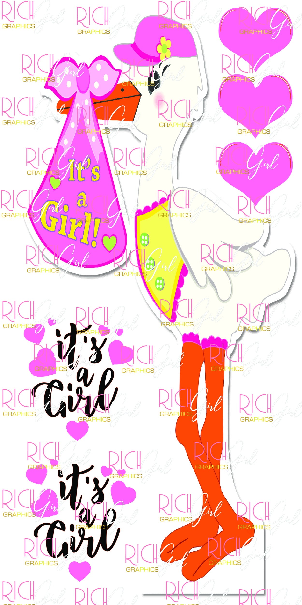 Stork - It's A Girl Yard Card