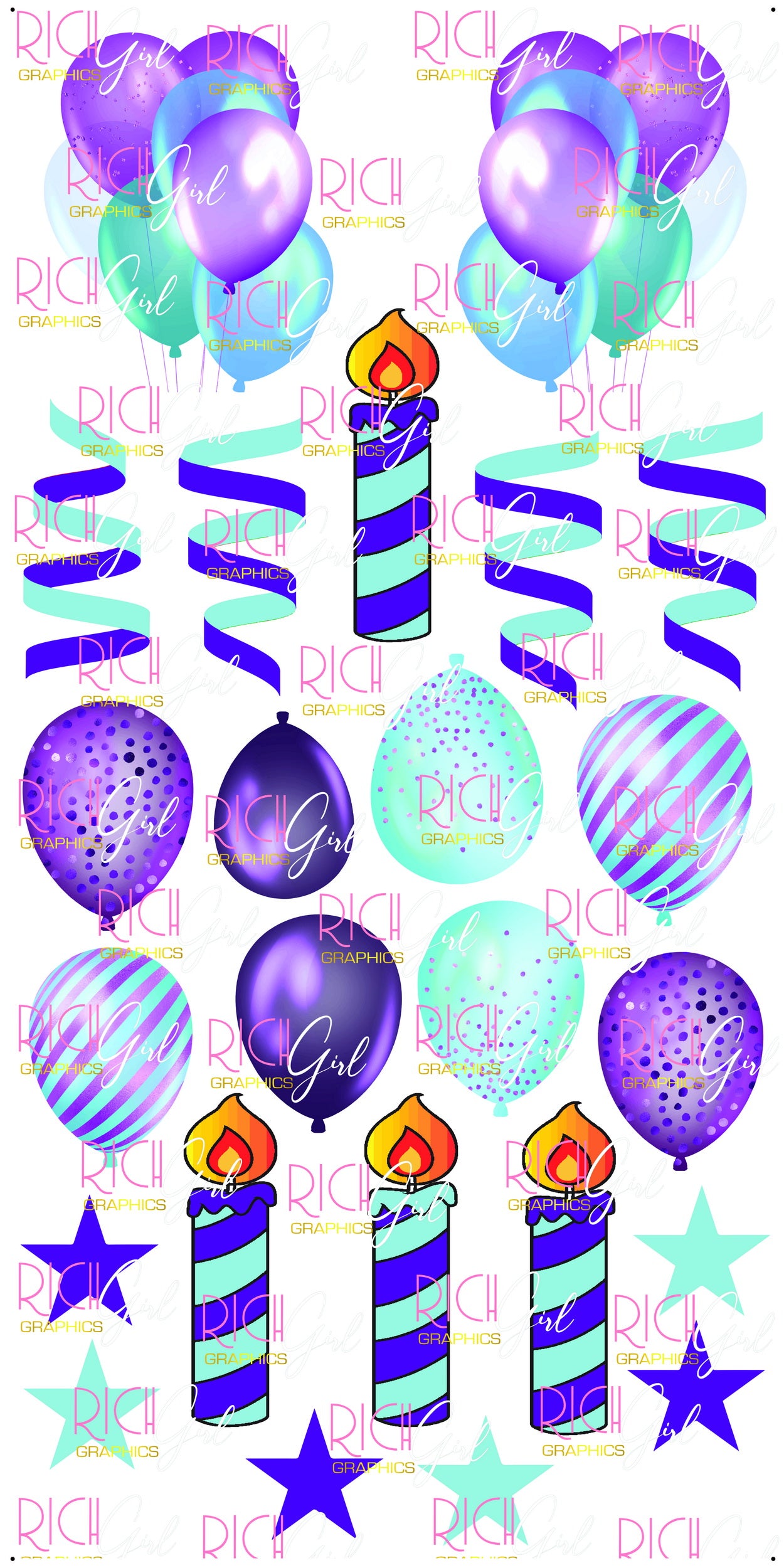 Flair TEAL & PURPLE Yard Card (Glitter and Plain Available)